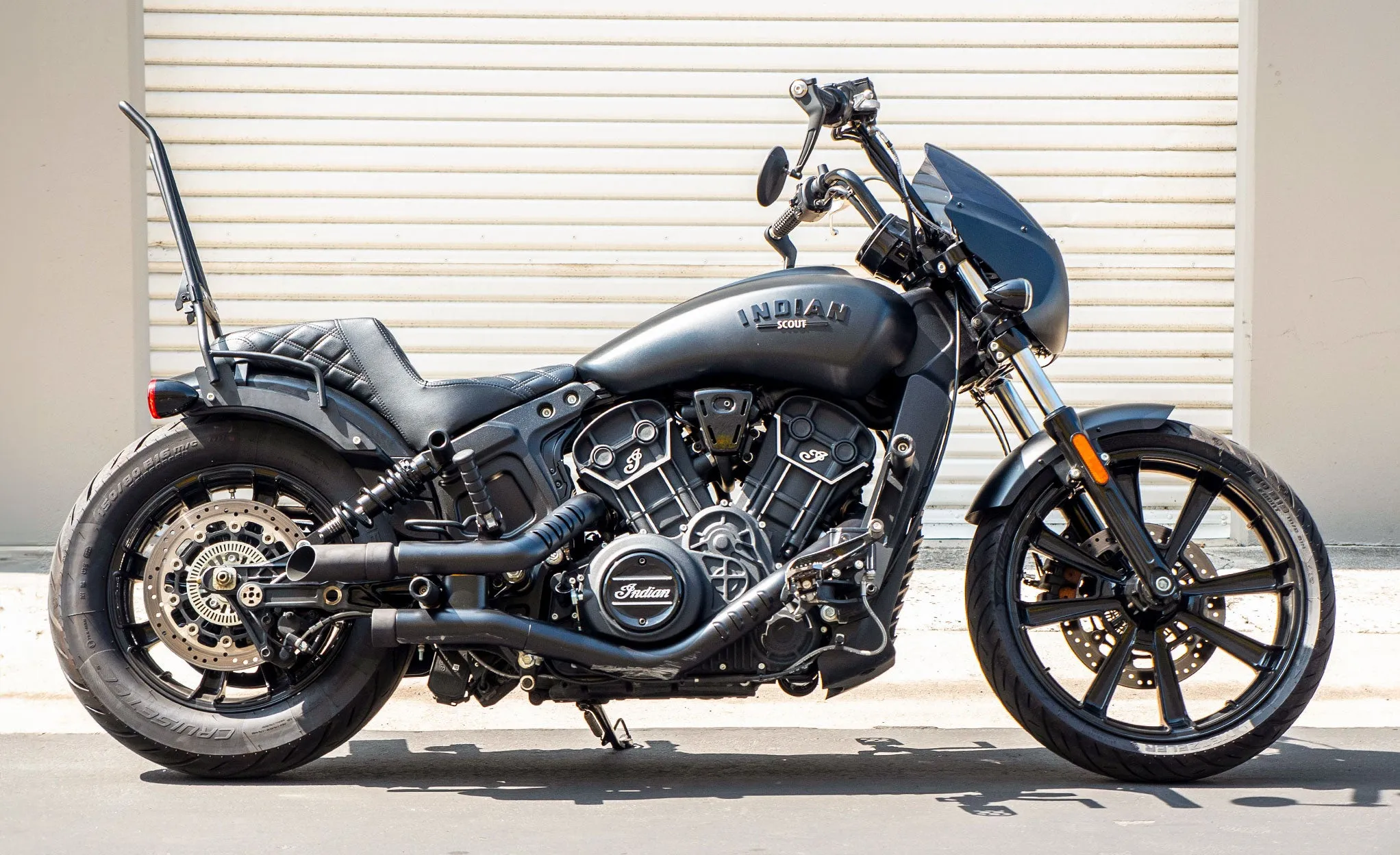 Iron Born Blade 25" Sissy Bar with Foldable Luggage Rack for Indian Scout Rogue Sixty Matte Black