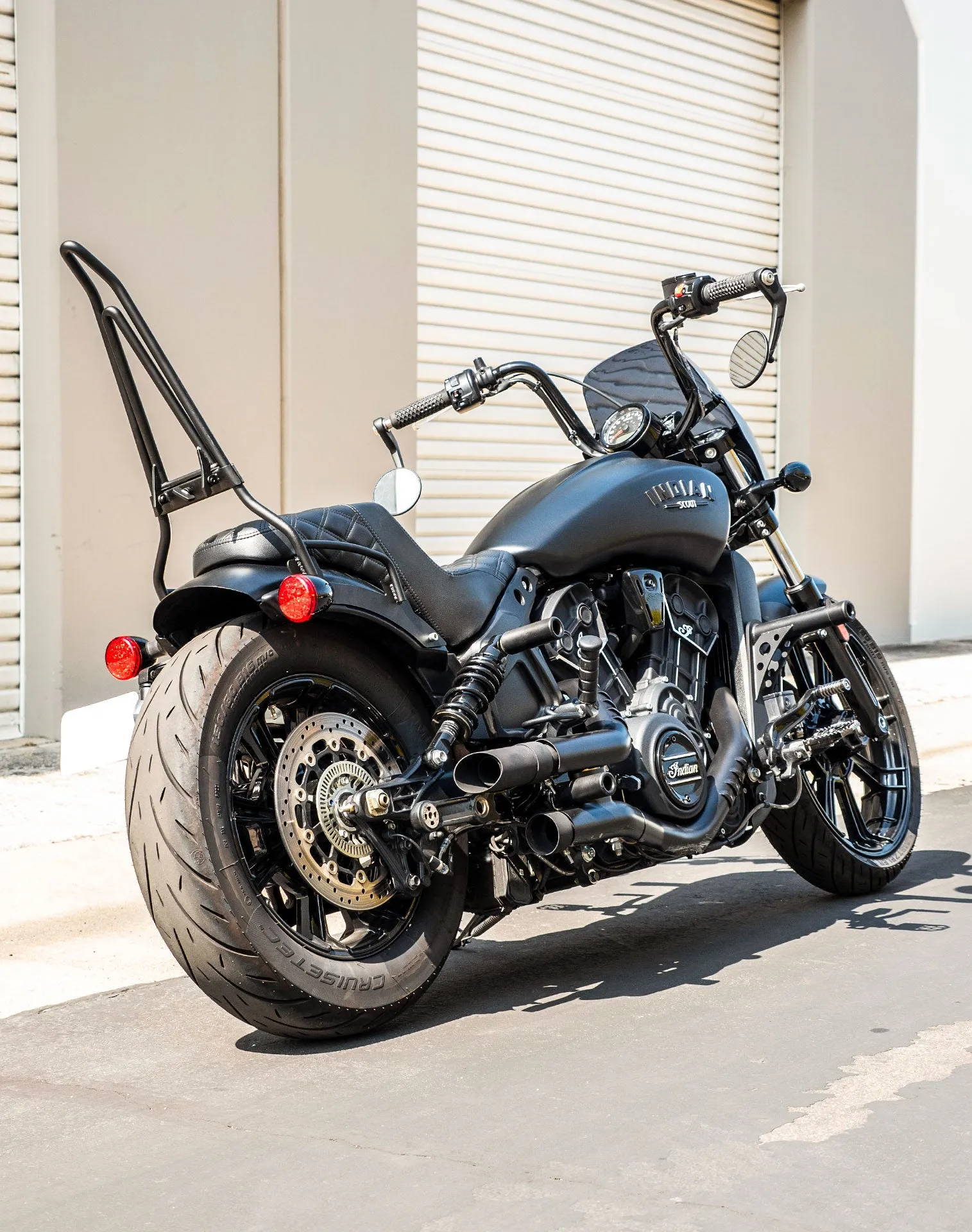 Iron Born Blade 25" Sissy Bar with Foldable Luggage Rack for Indian Scout Rogue Sixty Matte Black