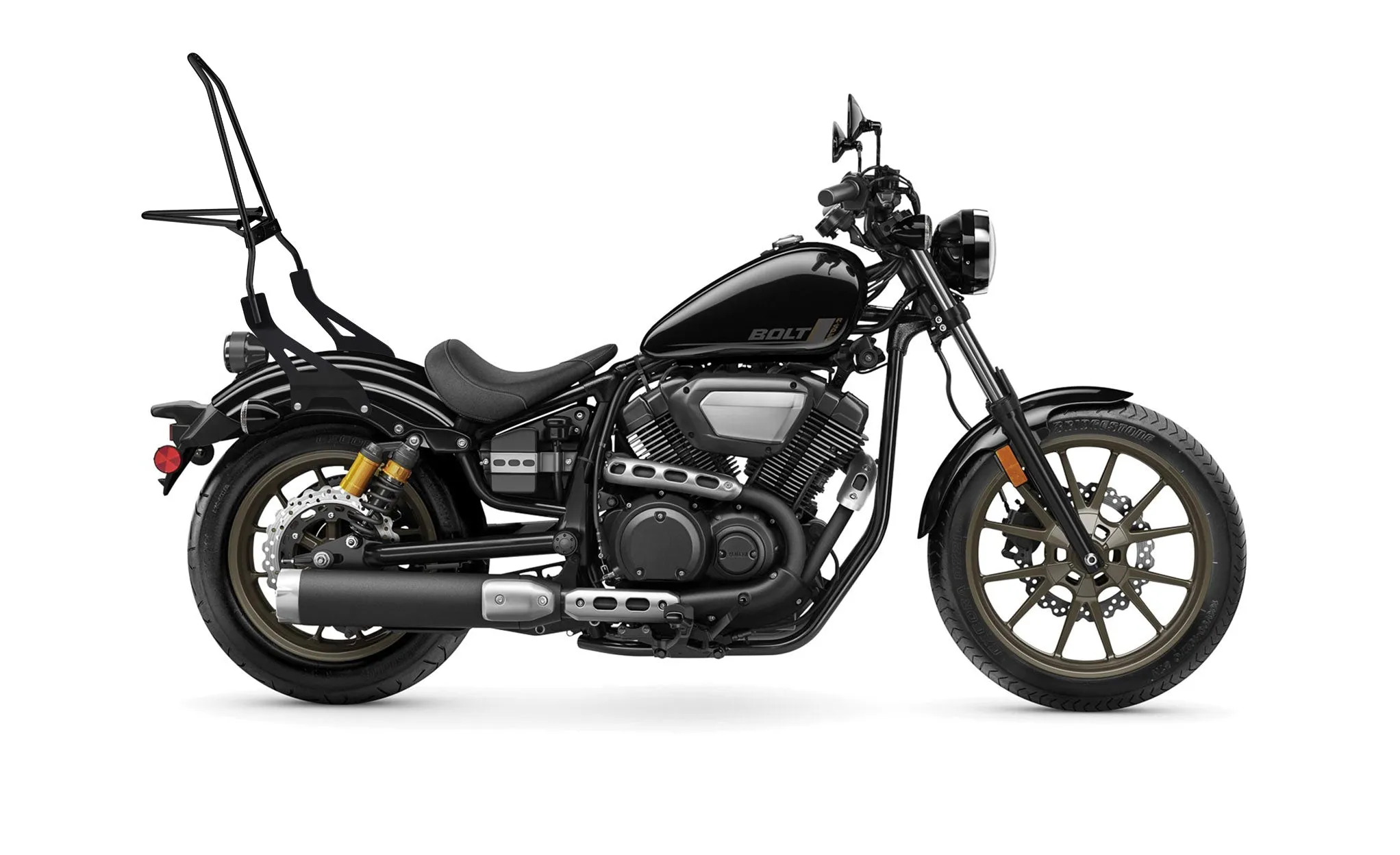 Iron Born Blade 25" Yamaha Bolt Sissy Bar with Foldable Luggage Rack Matte Black