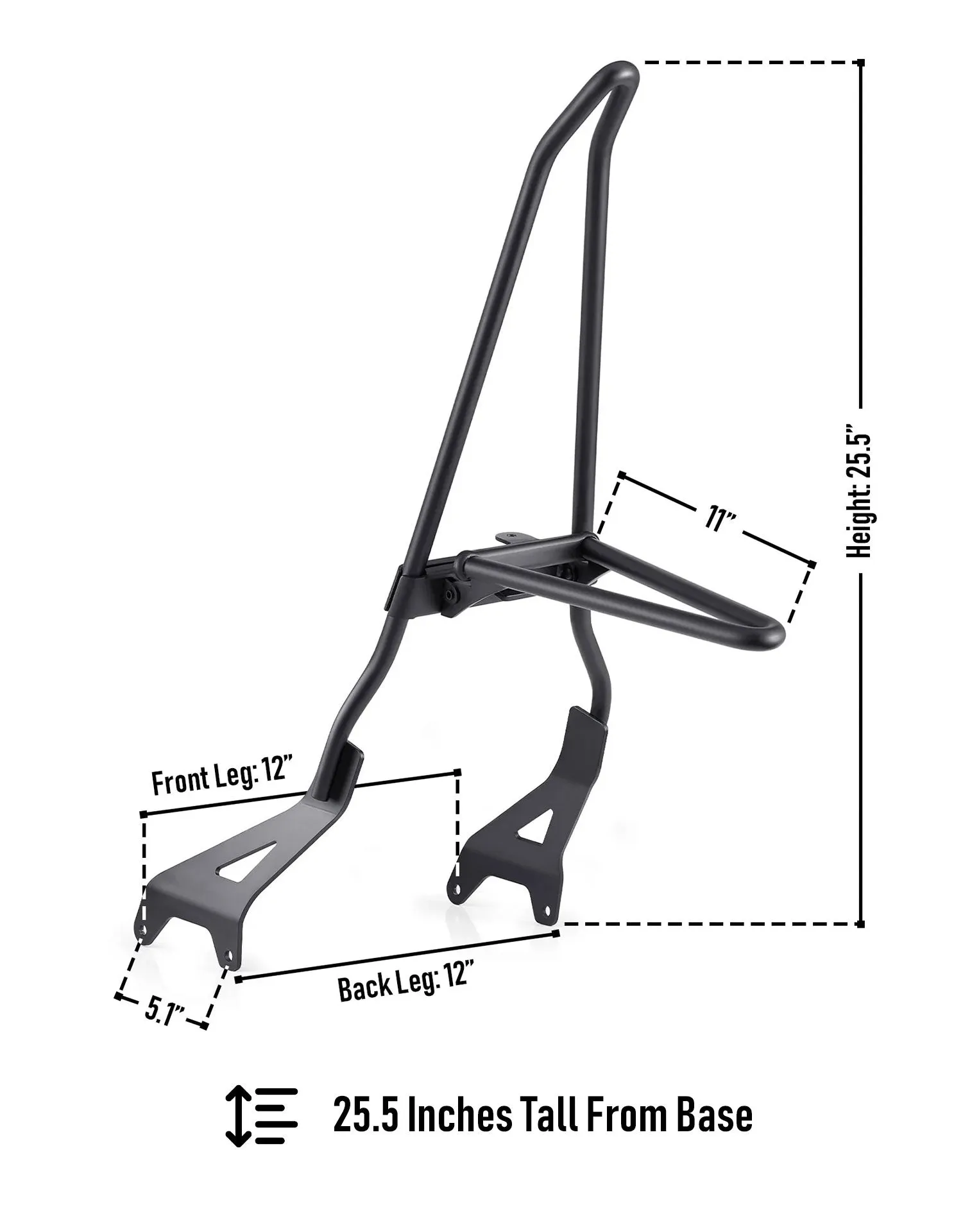 Iron Born Blade 25" Yamaha Bolt Sissy Bar with Foldable Luggage Rack Matte Black
