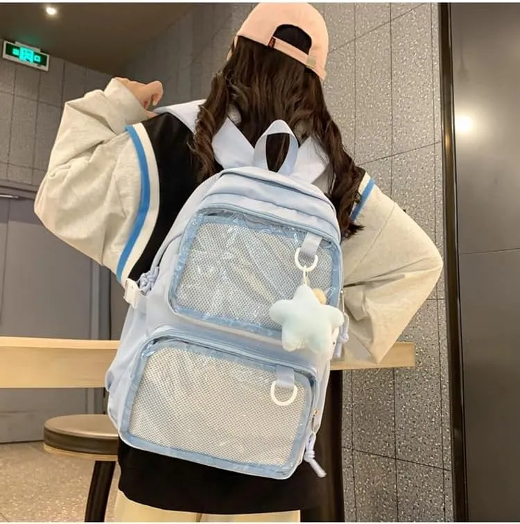 Ita Bag Cute Backpack for Women Men, Backpack Daypack Kawaii Y2K Itabag Lolita Bag Trip Hiking Daypack Daily Use Bag (blue)