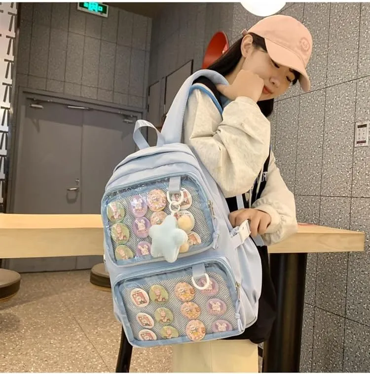 Ita Bag Cute Backpack for Women Men, Backpack Daypack Kawaii Y2K Itabag Lolita Bag Trip Hiking Daypack Daily Use Bag (blue)