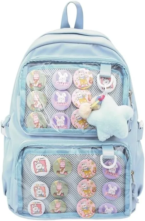 Ita Bag Cute Backpack for Women Men, Backpack Daypack Kawaii Y2K Itabag Lolita Bag Trip Hiking Daypack Daily Use Bag (blue)