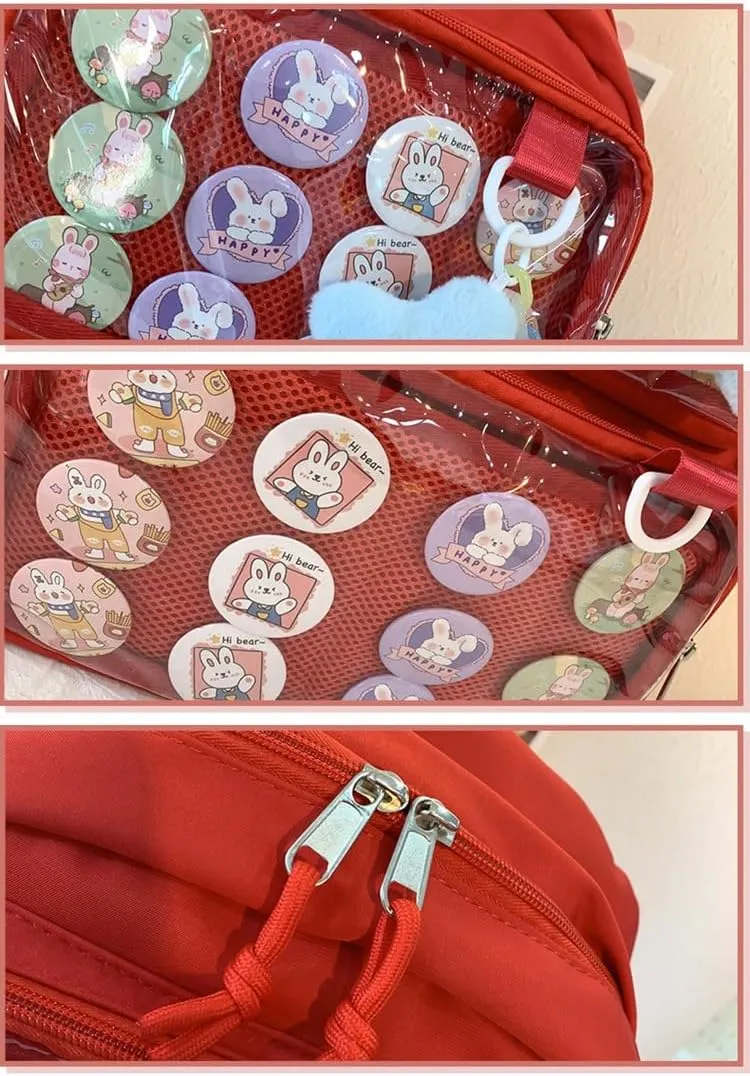 Ita Bag Cute Backpack for Women Men, Backpack Daypack Kawaii Y2K Itabag Lolita Bag Trip Hiking Daypack Daily Use Bag (red)