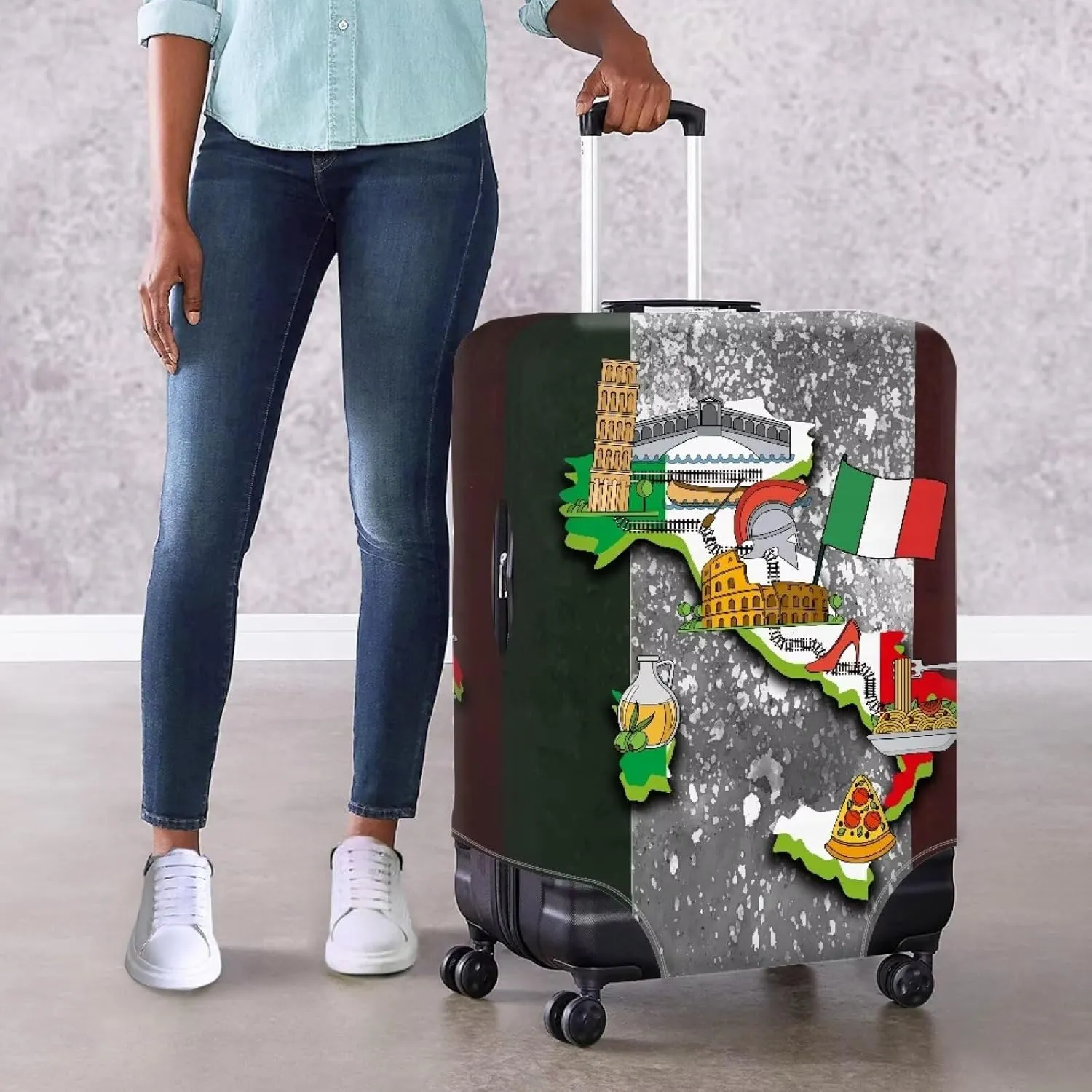 Italy Suitcase Cover Protectors 18/24/28/32 Inch Luggage Cover for Wheeled Suitcase Travel Elastic Suitcase Protector Custom Suitcase Cover Duffle Bag Covers Protector for Travel-L