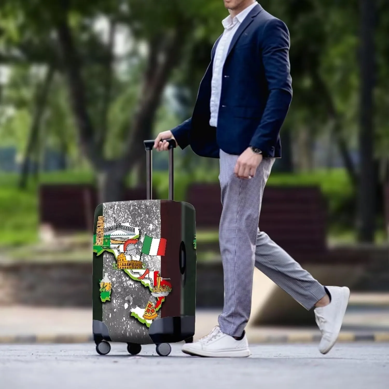 Italy Suitcase Cover Protectors 18/24/28/32 Inch Luggage Cover for Wheeled Suitcase Travel Elastic Suitcase Protector Custom Suitcase Cover Duffle Bag Covers Protector for Travel-L