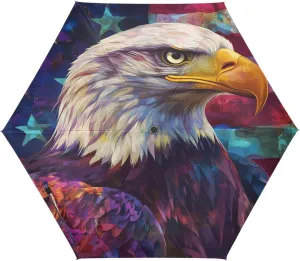 J JOYSAY Flag Hawk Purple Travel Umbrella for Sun Folding Windproof Automatic Umbrellas for Teenage Walking