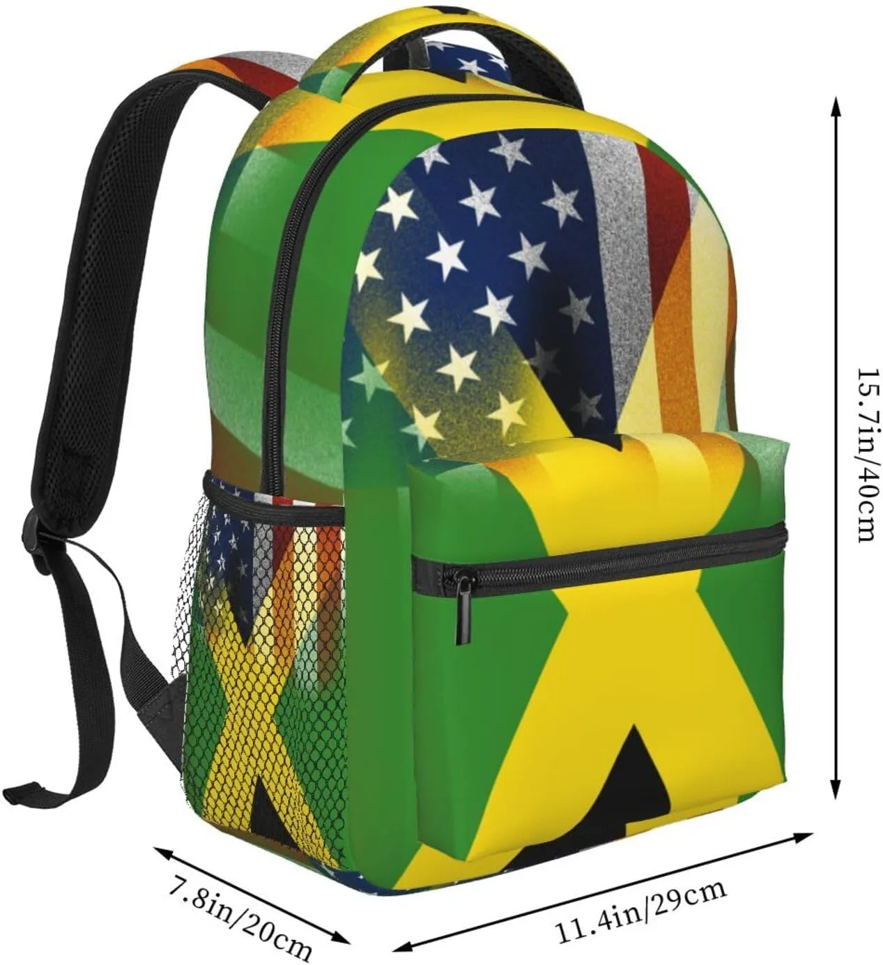 Jamaica with american Backpack Double Shoulder Bag 15 Inch Laptop Bagpack for Hiking Work Camping Travel