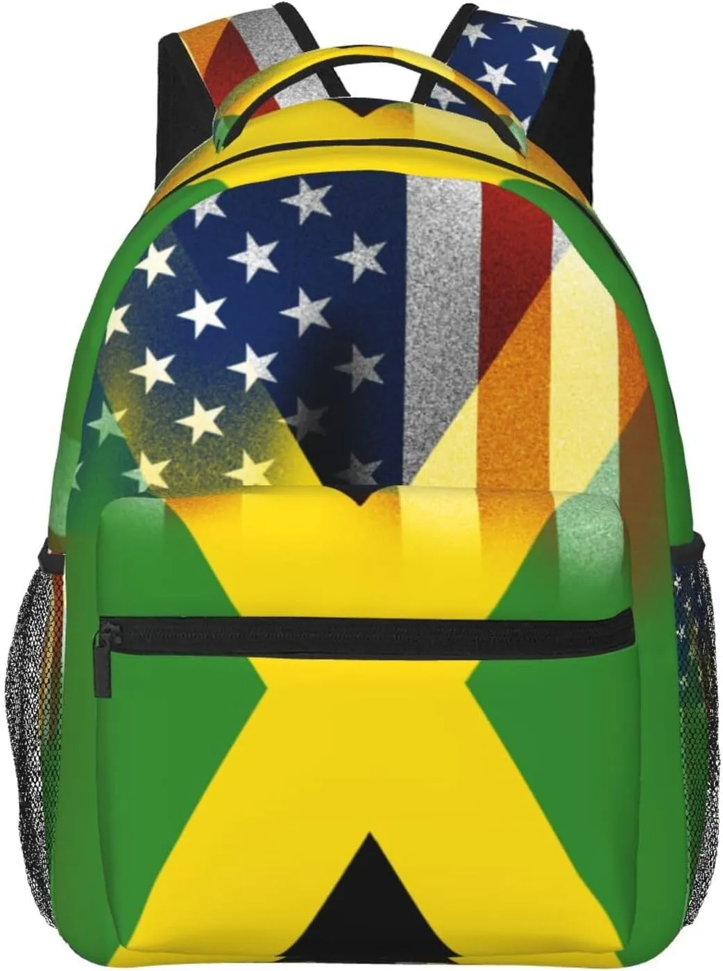 Jamaica with american Backpack Double Shoulder Bag 15 Inch Laptop Bagpack for Hiking Work Camping Travel