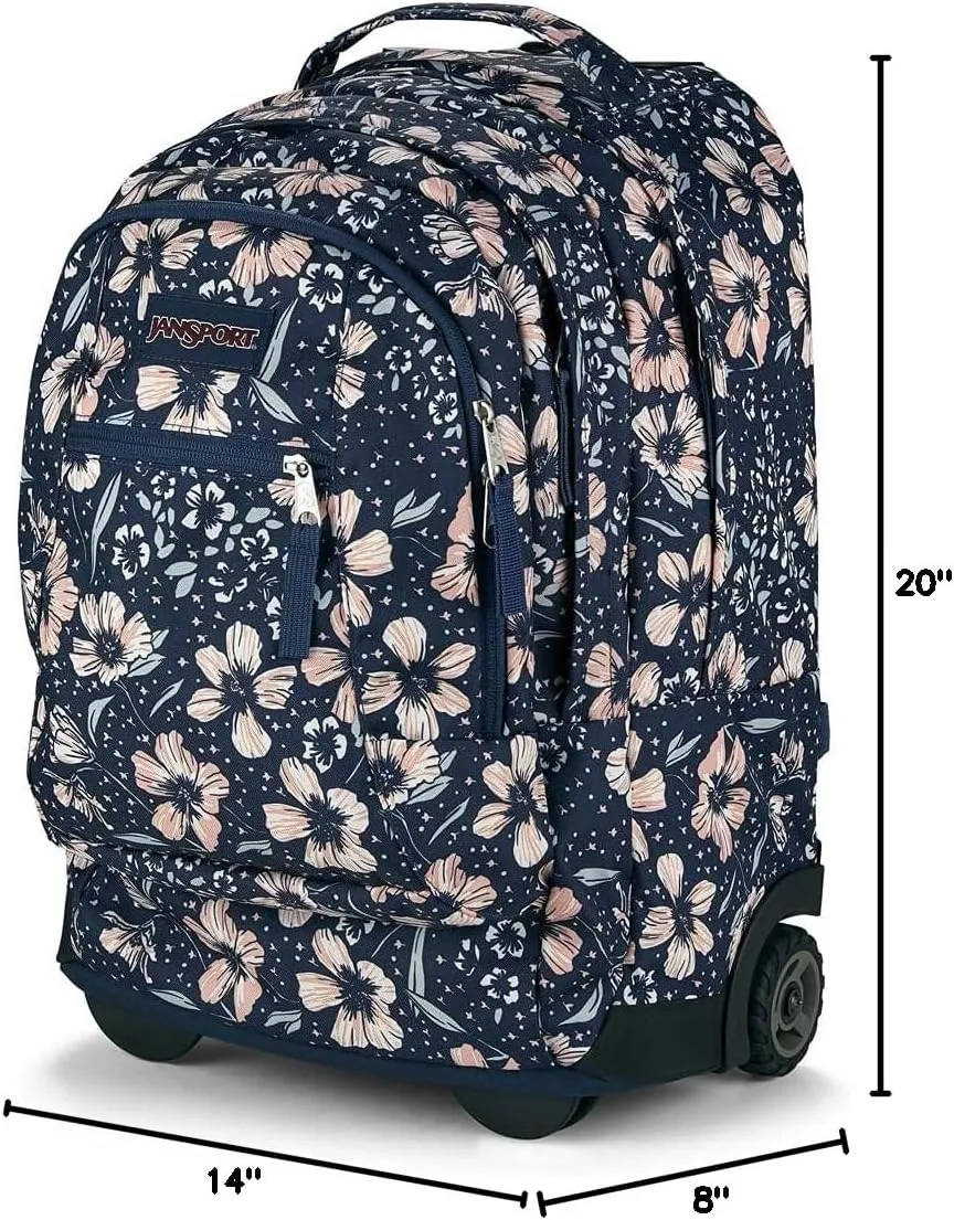 JanSport Driver 8 Rolling Backpack - Wheeled Travel Bag with 15-Inch Laptop Sleeve, One Size, Fields Of Paradise