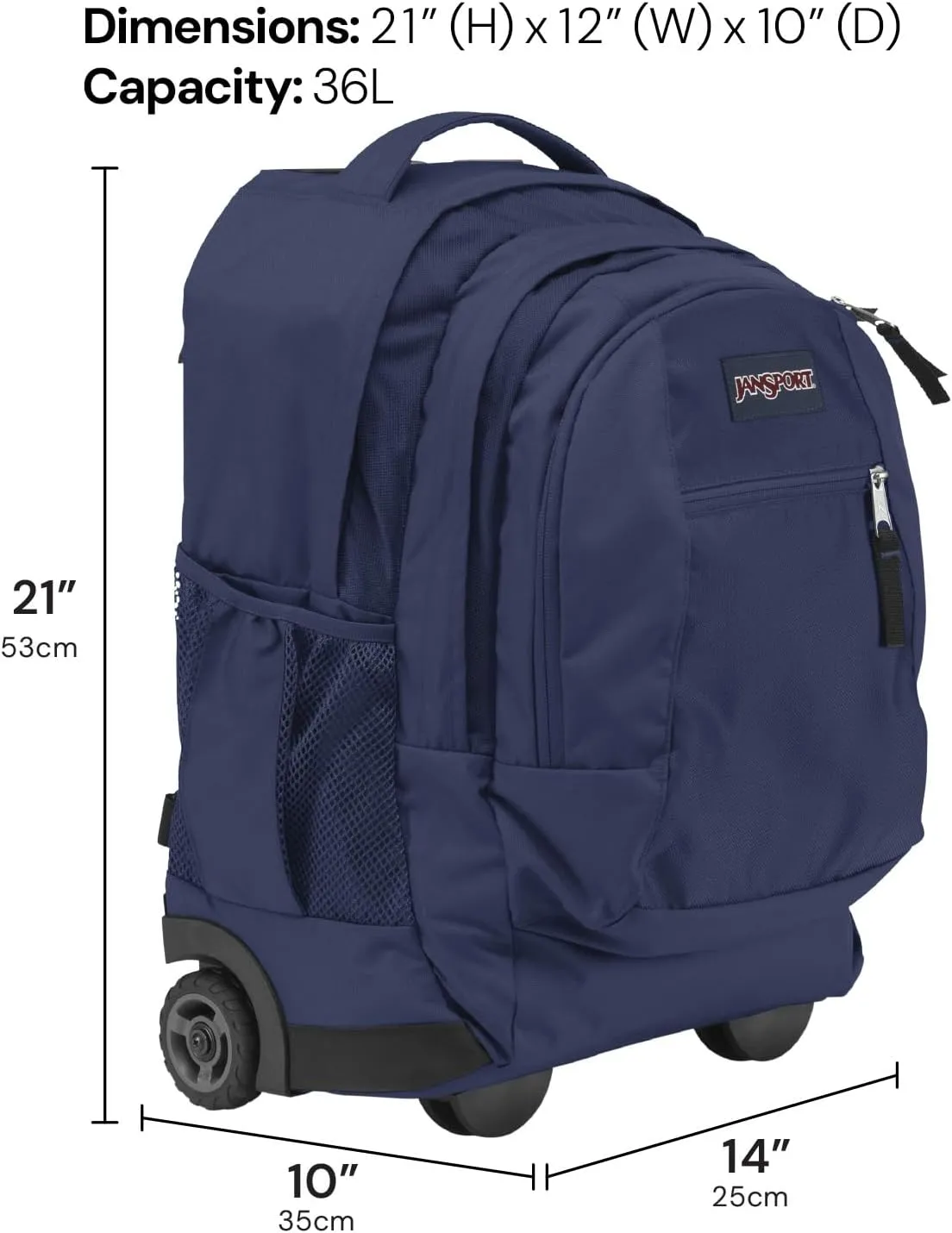 JanSport Driver 8 Rolling Backpack - Wheeled Travel Bag with 15-Inch Laptop Sleeve, One Size, Lucky Bandanna