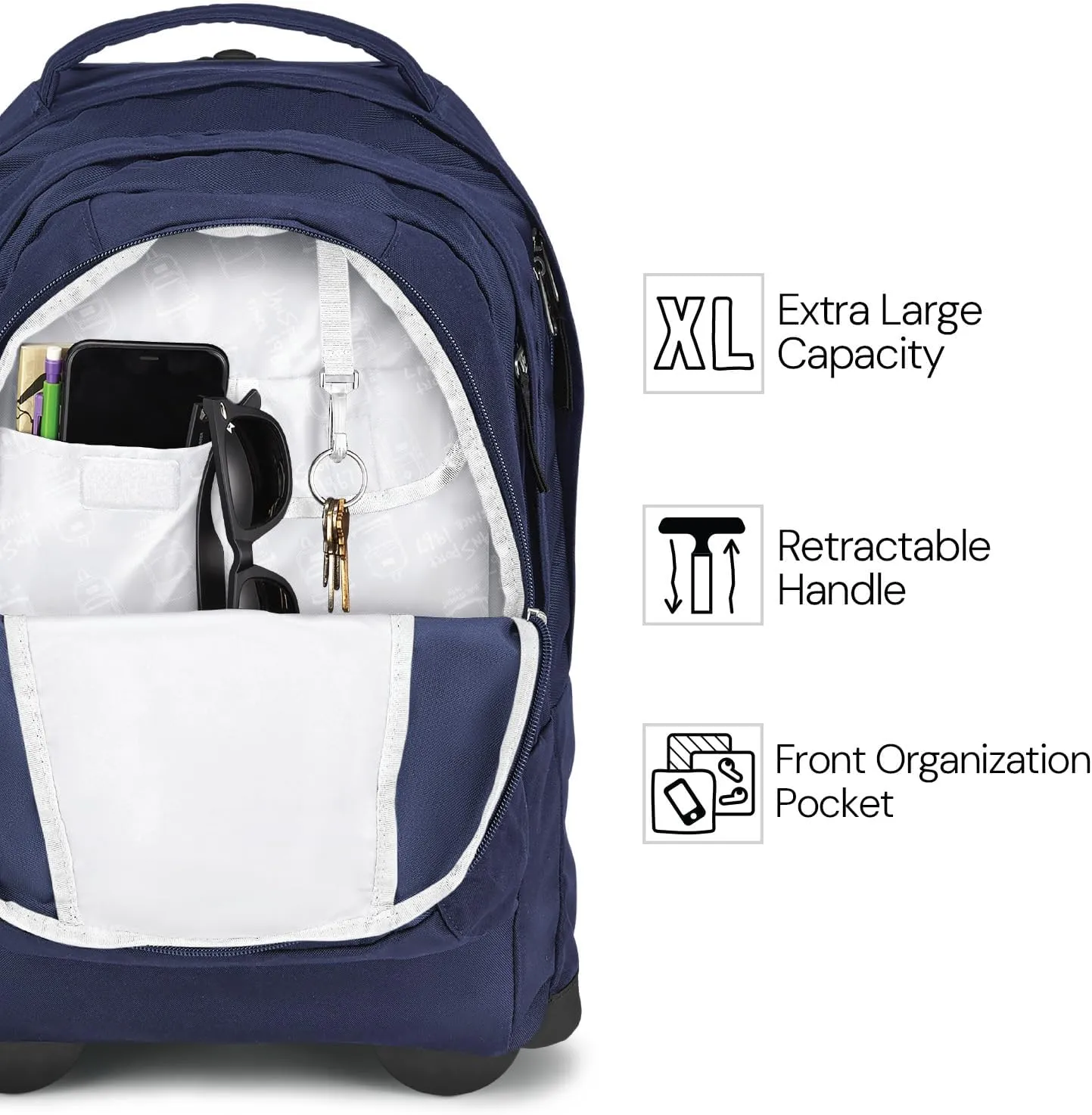 JanSport Driver 8 Rolling Backpack - Wheeled Travel Bag with 15-Inch Laptop Sleeve, One Size, Lucky Bandanna