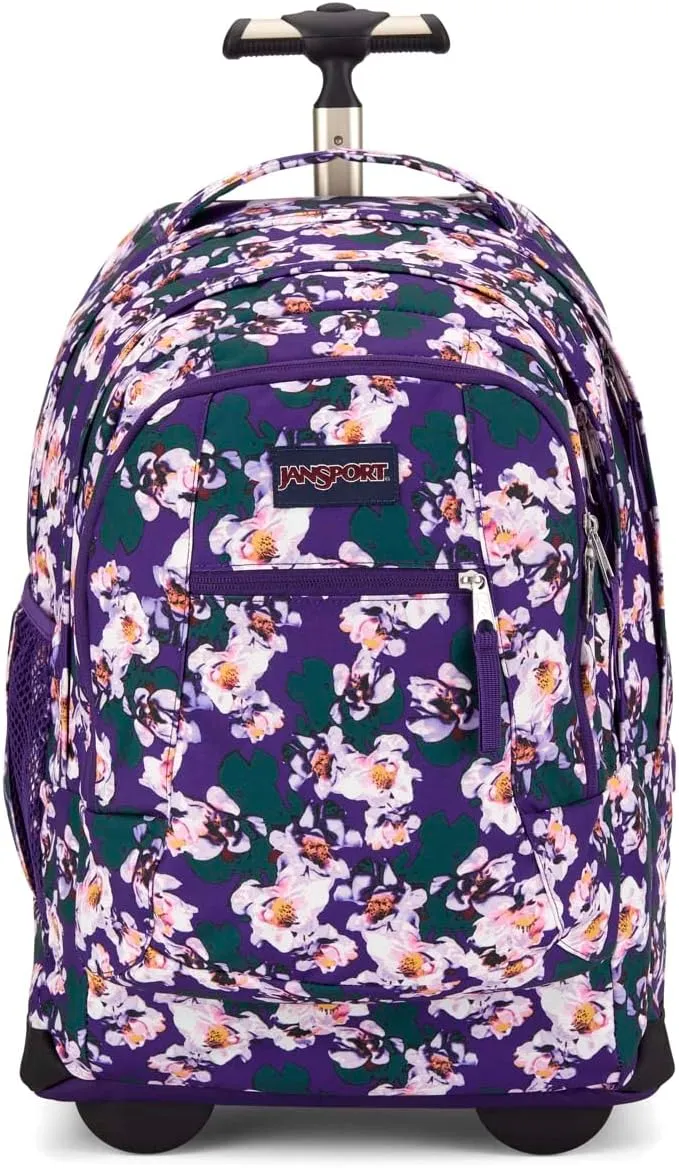 JanSport Driver 8 Rolling Backpack - Wheeled Travel Bag with 15-Inch Laptop Sleeve, One Size, Purple Petals