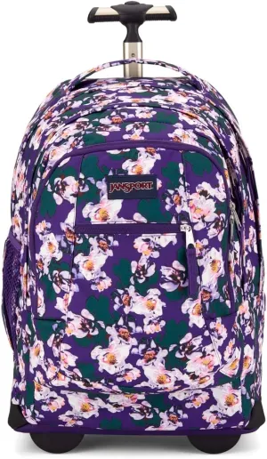 JanSport Driver 8 Rolling Backpack - Wheeled Travel Bag with 15-Inch Laptop Sleeve, One Size, Purple Petals