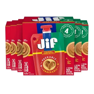 Jif Squeeze Creamy Peanut Butter, Resealable Pouches, 5 Ounces (Pack of 24)