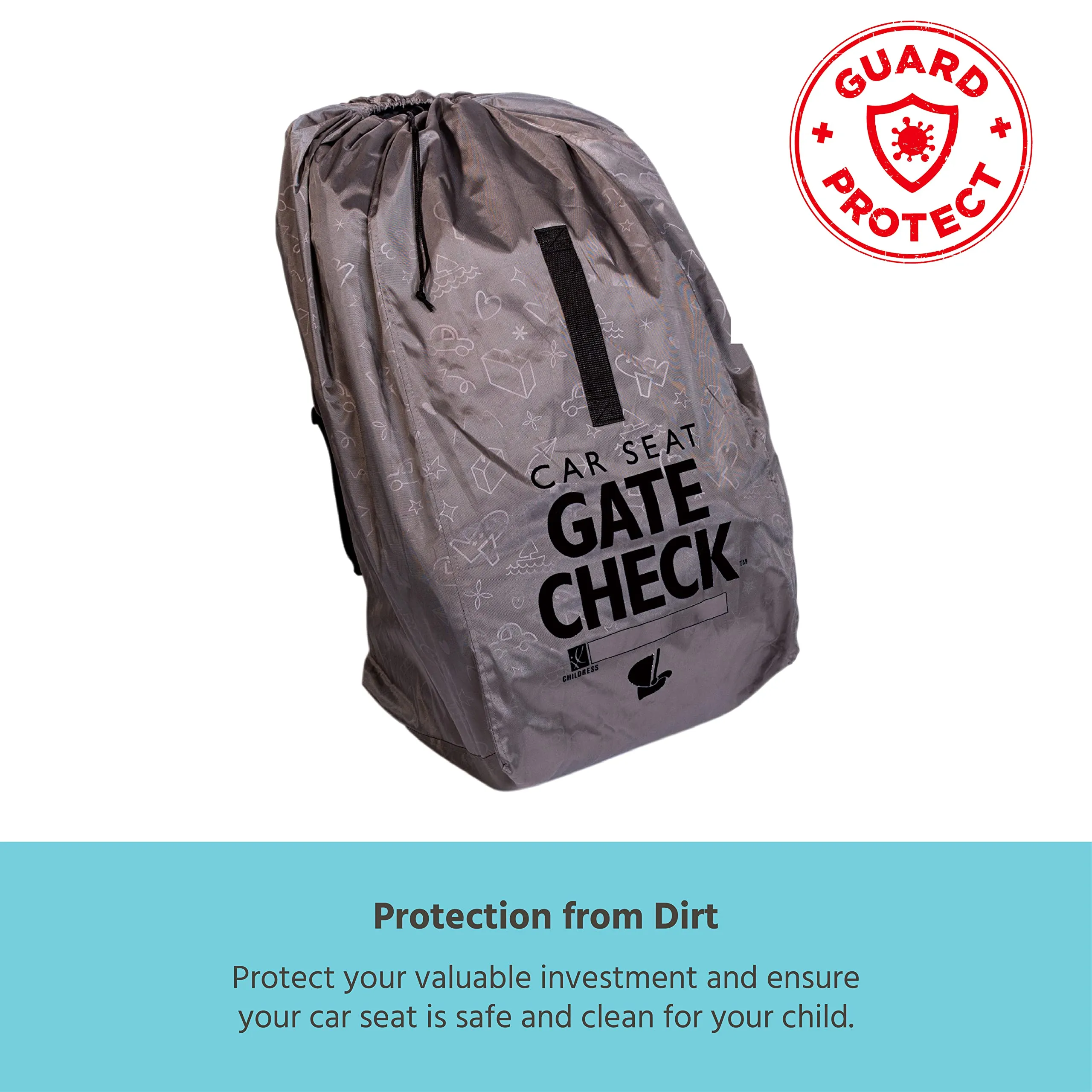 J.L Childress DELUXE Gate Check Bag for Car Seats - Premium Heavy-Duty Durable Air Travel Bag, Backpack Straps - Fits Convertible Car Seats, Infant carriers & Booster Seats