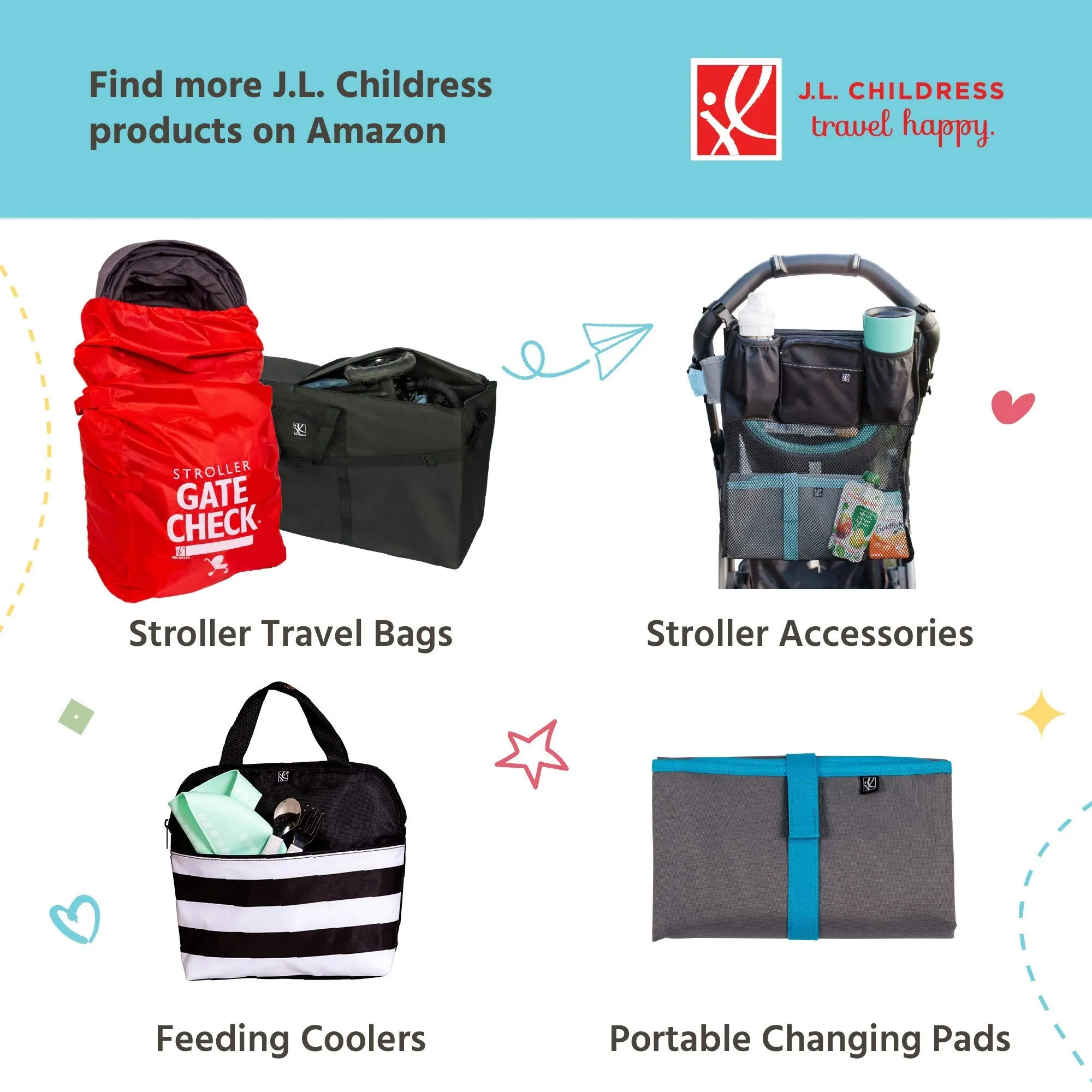 J.L Childress DELUXE Gate Check Bag for Car Seats - Premium Heavy-Duty Durable Air Travel Bag, Backpack Straps - Fits Convertible Car Seats, Infant carriers & Booster Seats