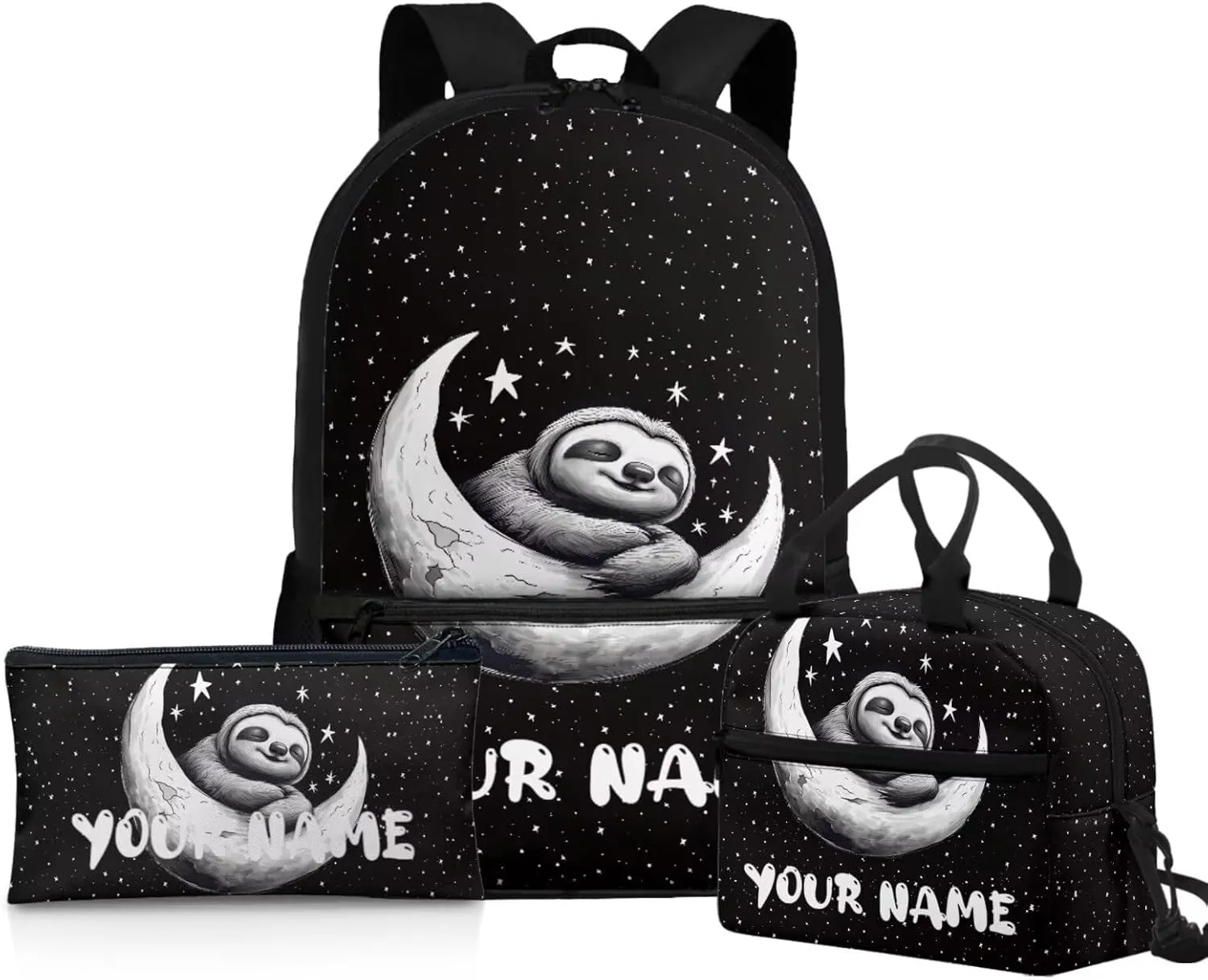 JoyLamoria Kids Custom Backpack 3pcs Cactus Sloth Lunch Bag Pencil Case Adjustable Shoulder Strap School Bags Portable Lightweight Outdoor