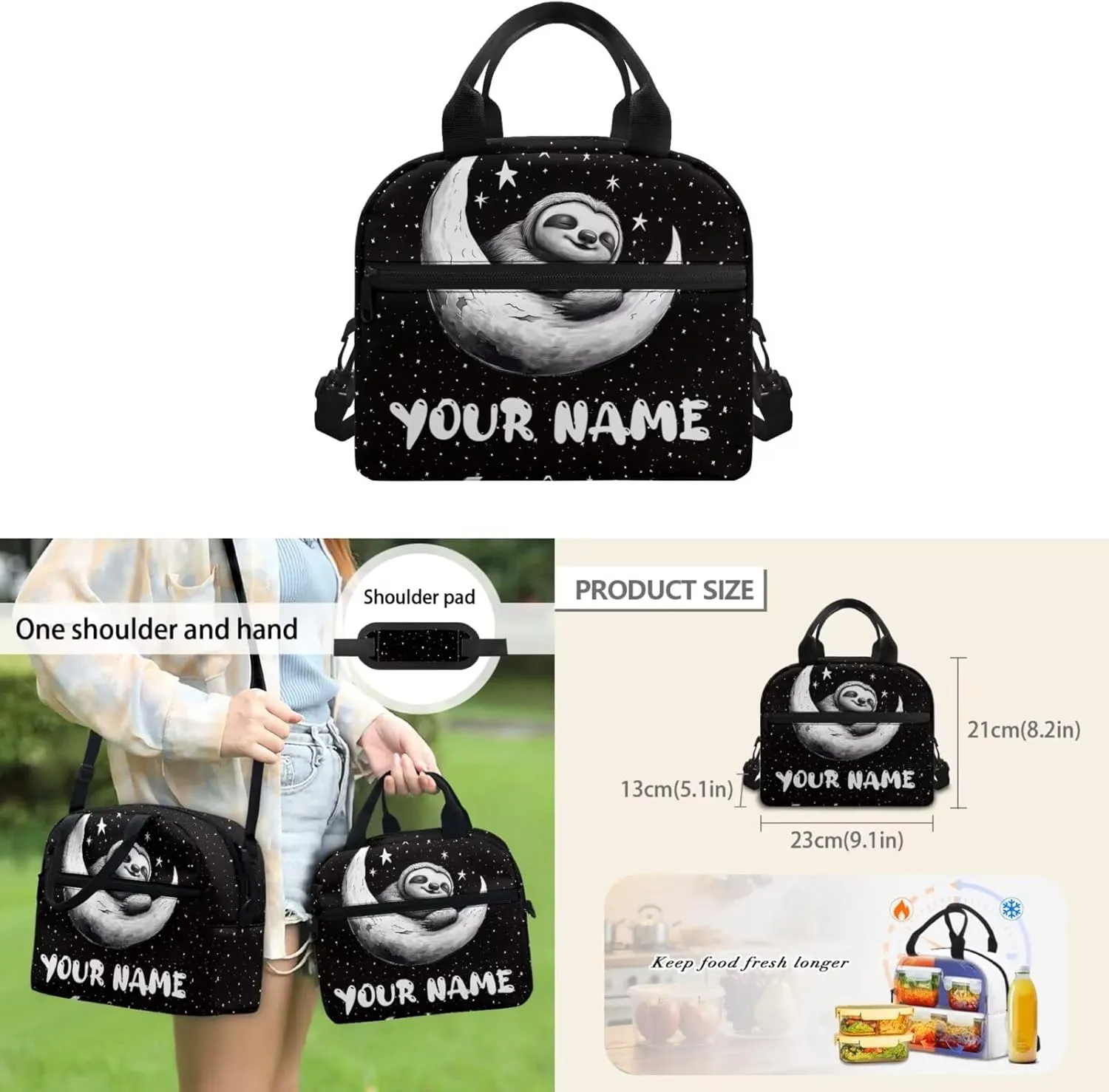 JoyLamoria Kids Custom Backpack 3pcs Cactus Sloth Lunch Bag Pencil Case Adjustable Shoulder Strap School Bags Portable Lightweight Outdoor