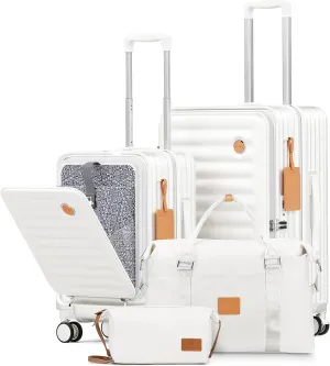 Joyway Luggage Set 2 Piece, PC Hardside Carry on Suitcase 20 Inch with Front Pocket and Expandable Checked-Medium 24 Inch with TSA Lock, White