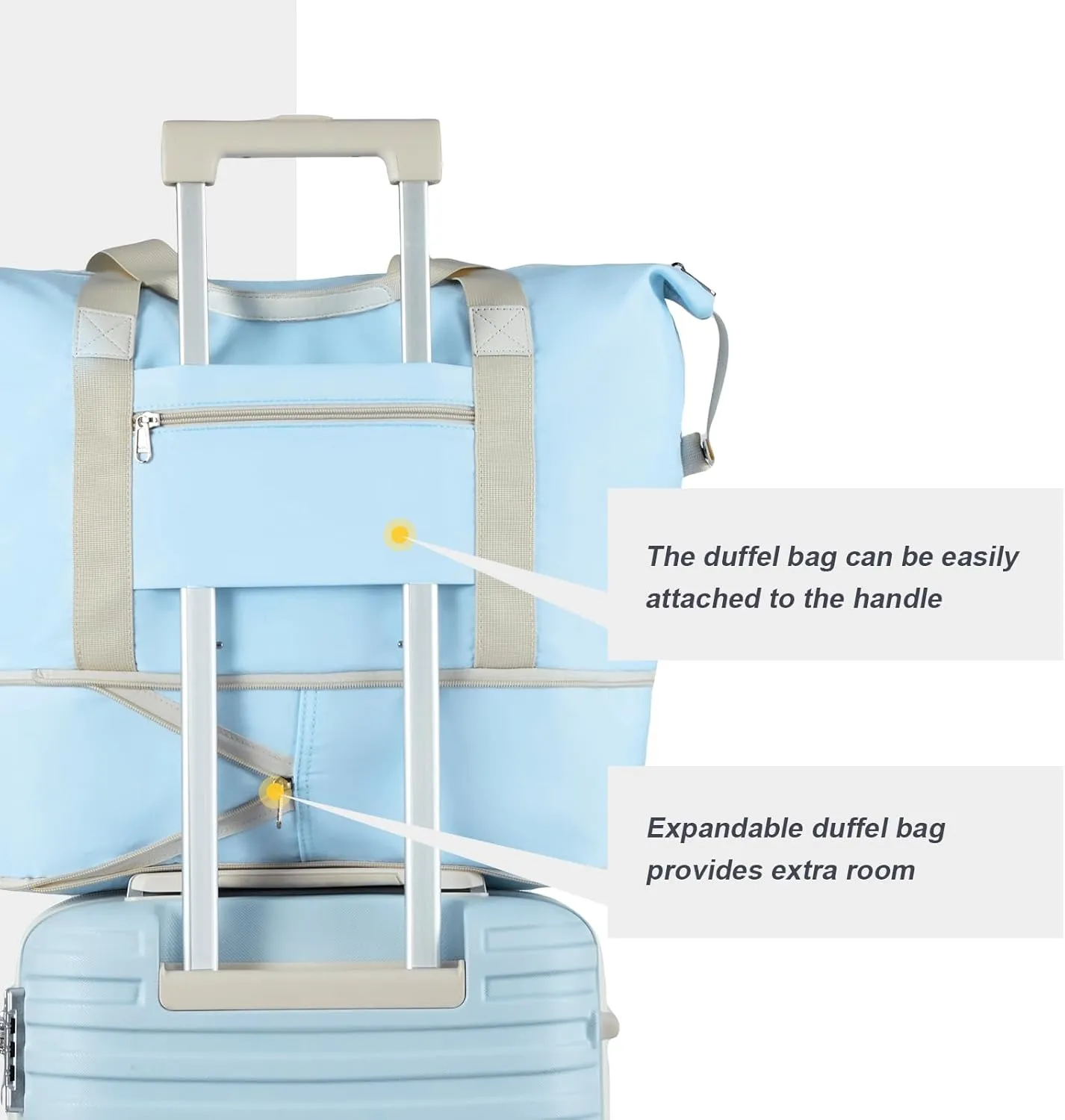 Joyway Luggage Set 3 Piece Suitcase Sets with Spinner Wheel,Hardside Expandable Travel Laggage with TSA Lock (13/20/24/28 Lightblue brown