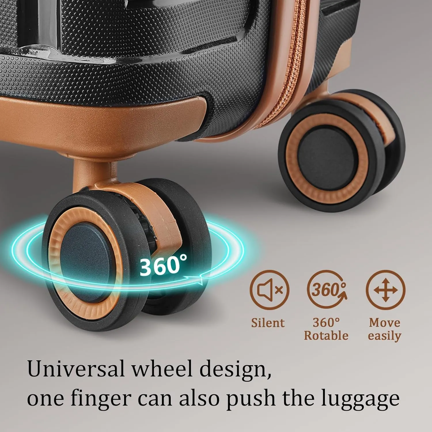 Joyway Luggage Sets 6 Piece PP Hardside Carry on Suitcase with Spinner Wheels and TSA Lock for Travel, Black Brown