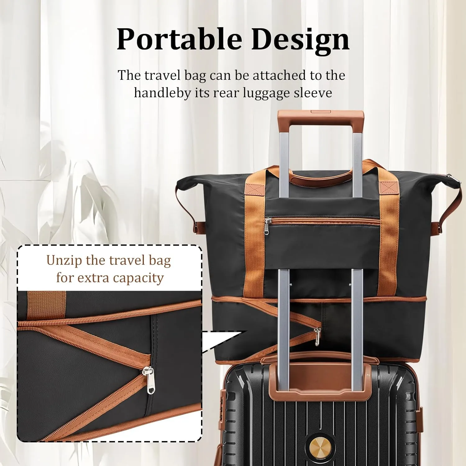 Joyway Luggage Sets 6 Piece PP Hardside Carry on Suitcase with Spinner Wheels and TSA Lock for Travel, Black Brown
