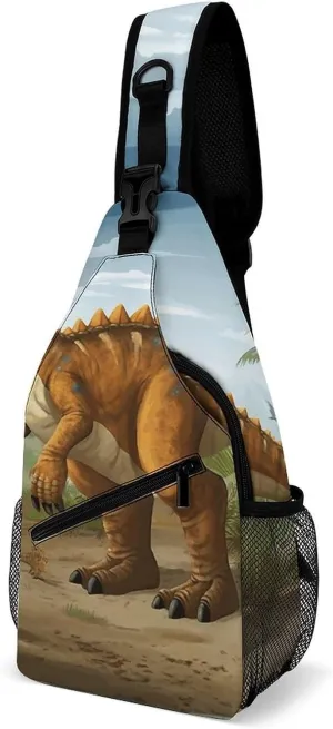 Jurassic Period Dinosaur Crossbody Sling Bag for Women Men Sling Backpack Travel Chest Bag Pack Man Purse Shoulder Bags Daypack for Travel Hiking Cycling