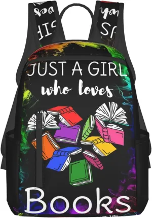 Just A Women Who Loves Books Travel Laptop Backpack Casual Backpacks Double Shoulder Daypack Notebook Rucksack Work Bags Sports Bag for Gym Hiking Camping Beach