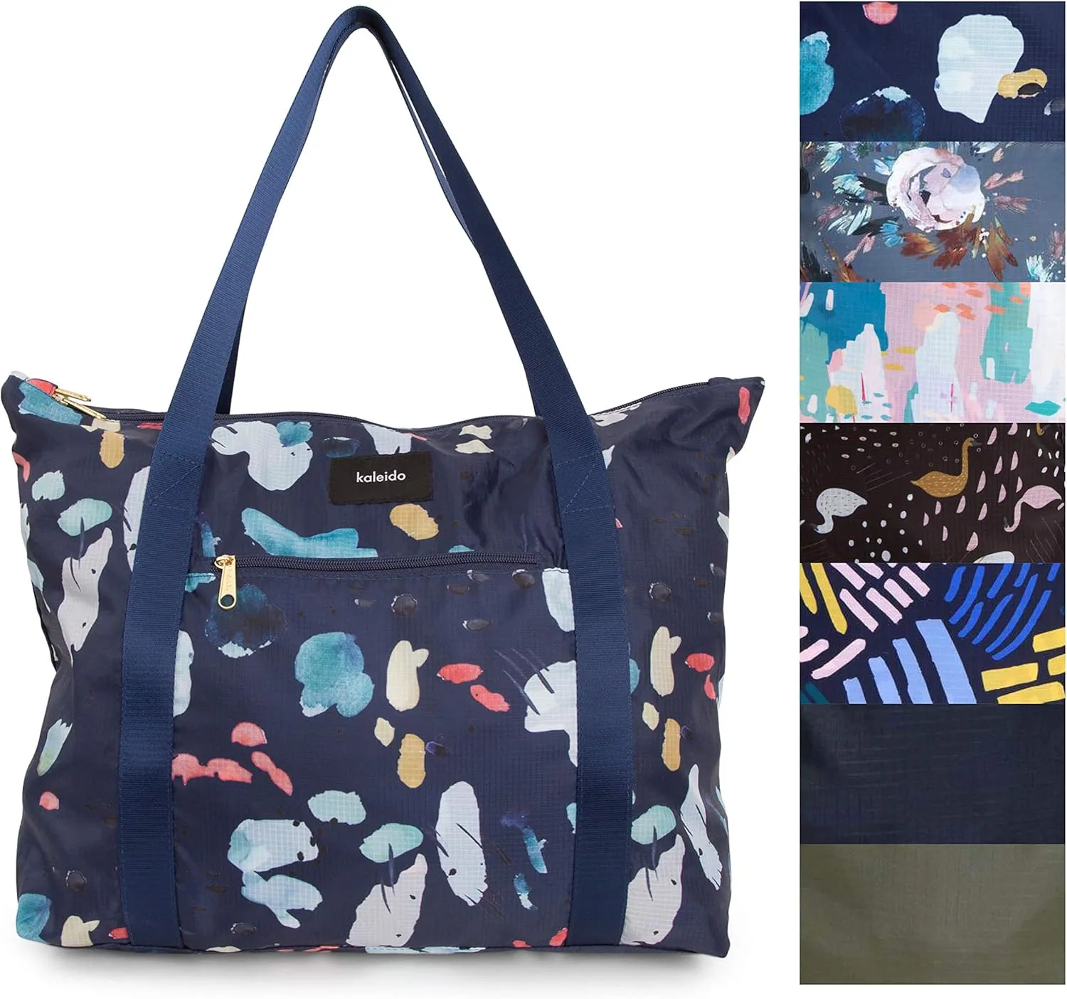 KALEIDO Stylish Lightweight Packable Foldable Tote Bag Water Resistant, Convenient, Airport Friendly
