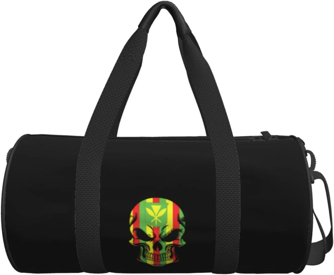 Kanaka Maoli Native Hawaiian Flag Skull Travel Luggage Duffel Bag Sports Rolling Foldable Duffel Bag, Black
