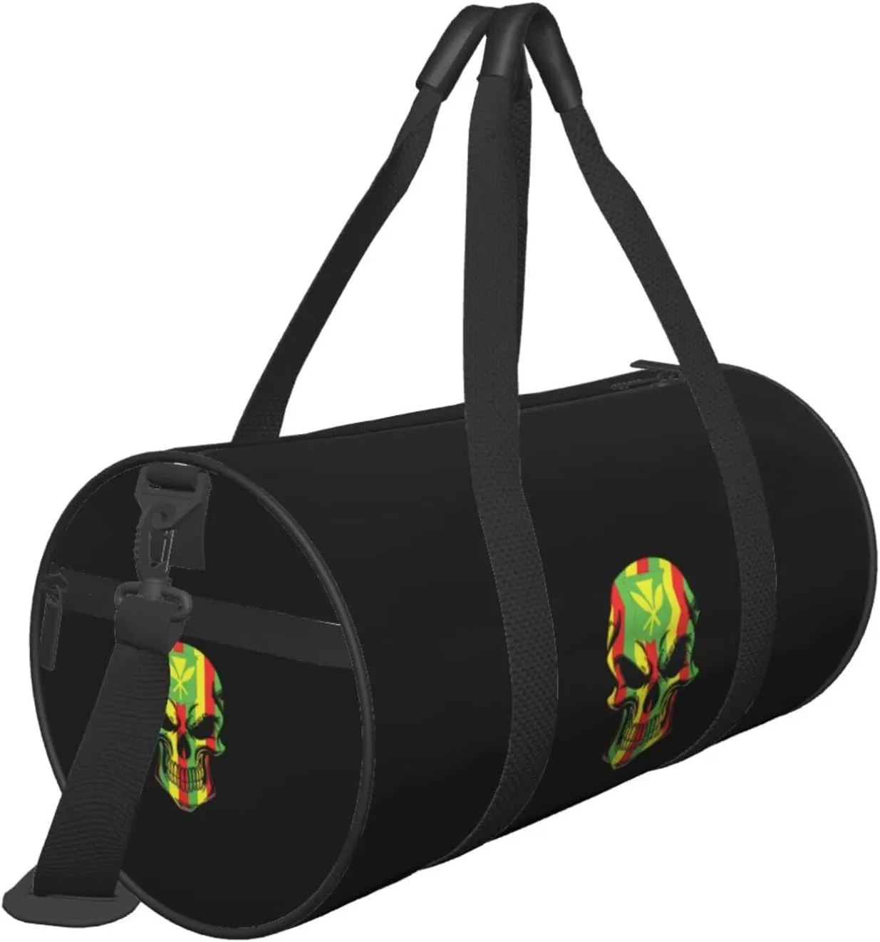 Kanaka Maoli Native Hawaiian Flag Skull Travel Luggage Duffel Bag Sports Rolling Foldable Duffel Bag, Black