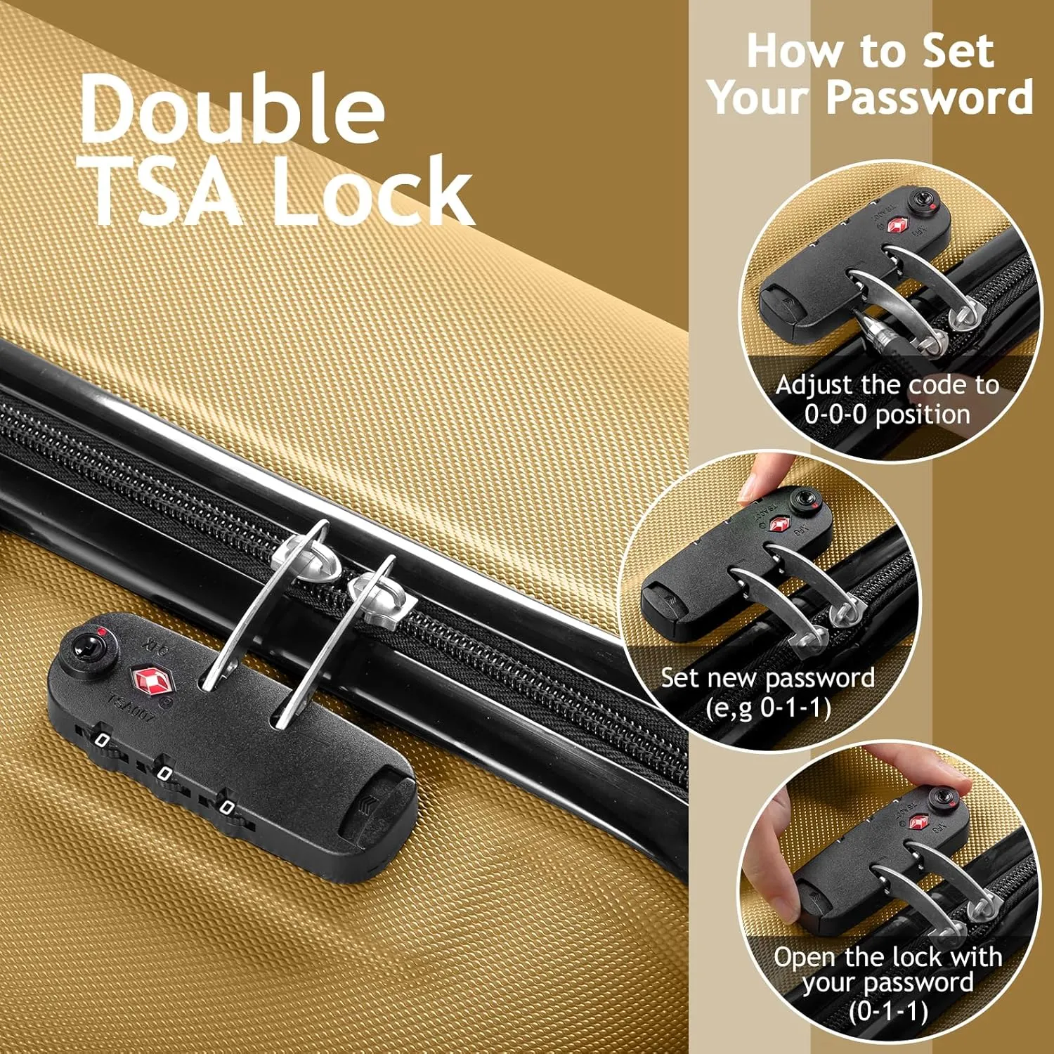 Karl home Luggage Set of 4 Hardside Suitcase Sets with TSA Lock 4 Spinner Wheels, ABS Lightweight Trolley Travel Case for Carry On Check-in Business Trip, Yellow (16/20/24/28)