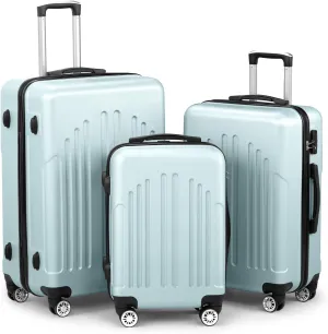 Karl home Luggage Sets 3 Piece, PC ABS Hardside Suitcase Set with Double Spinner Wheels & TSA Lock for Travel Business, 3-Piece Set (20/24/28), Mint Green