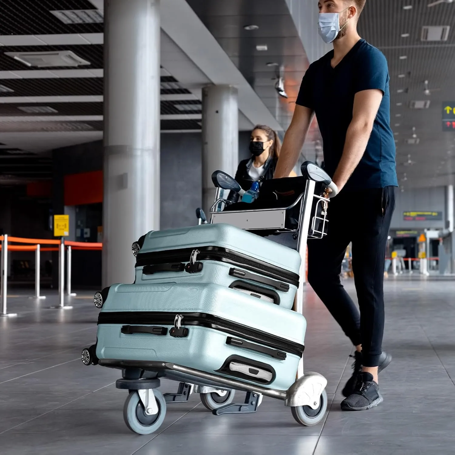 Karl home Luggage Sets 3 Piece, PC ABS Hardside Suitcase Set with Double Spinner Wheels & TSA Lock for Travel Business, 3-Piece Set (20/24/28), Mint Green