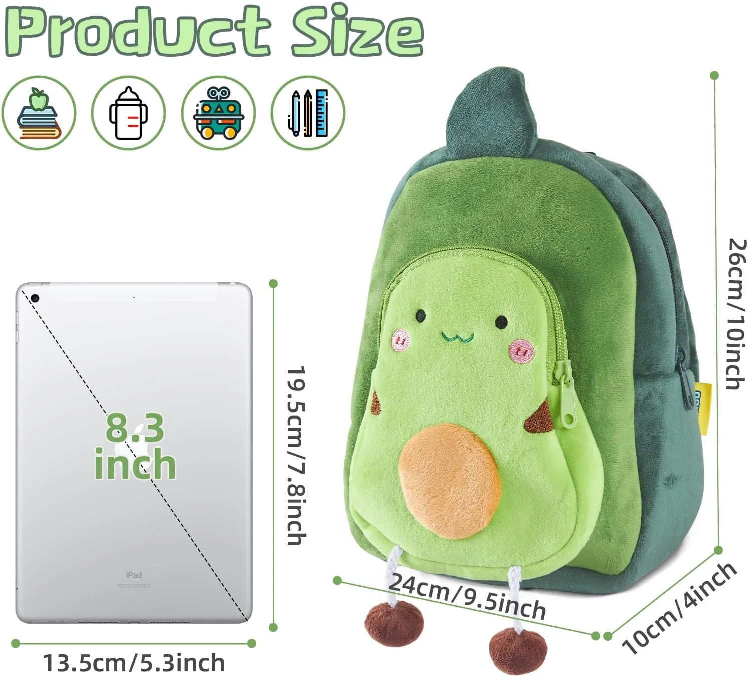 Kids Backpack for Boys Girls, Cute Toddler Backpack Preschool Kindergarten Child Bookbag, Mini Travel Bag for Ages 2-6 Year Old Birthday Gift