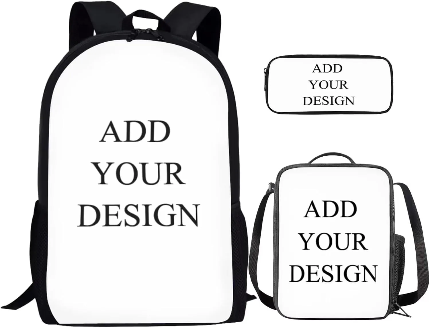 Kids Backpack Set of 3 School Bag Lunch Bag Pencil Case 17 Inche Bookbag You Can Add Your Photo Name Cute Kindergarten Backpacks for Teens Girls Elementary Students