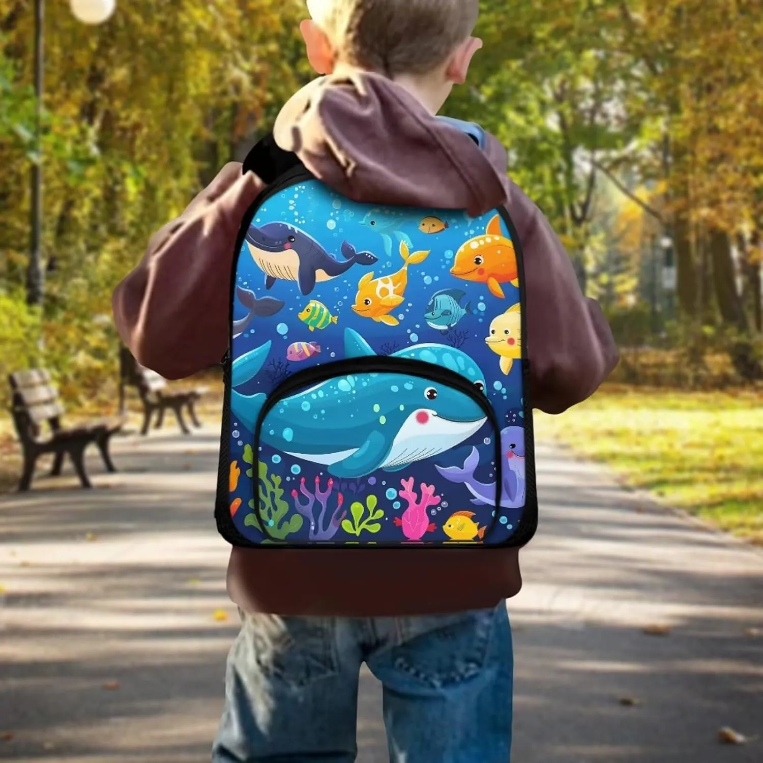 Kids Backpacks, 12 inch Cartoon Sea Animals Lightweight Preschool Elementary School Backpack for Boys Girls, CZA61