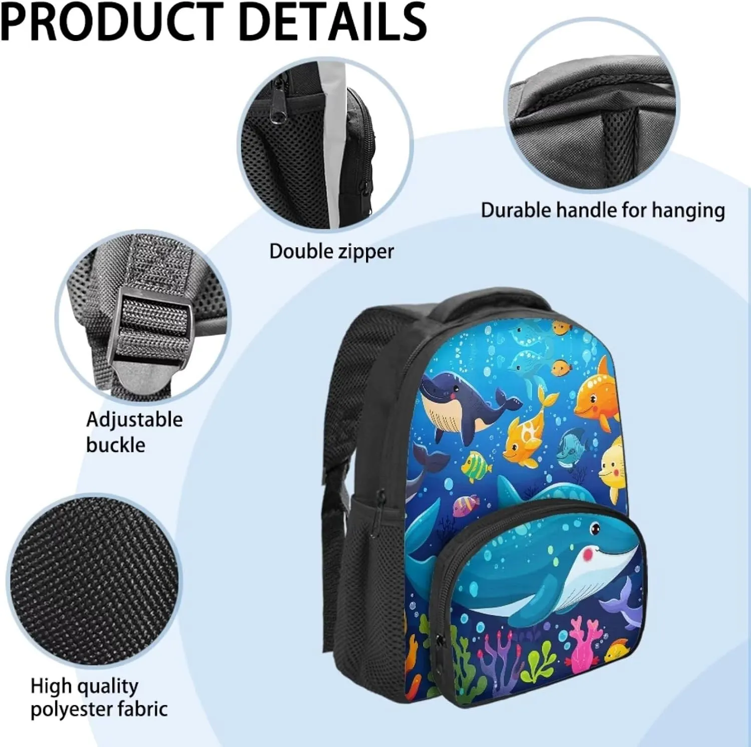Kids Backpacks, 12 inch Cartoon Sea Animals Lightweight Preschool Elementary School Backpack for Boys Girls, CZA61