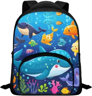 Kids Backpacks, 12 inch Cartoon Sea Animals Lightweight Preschool Elementary School Backpack for Boys Girls, CZA61