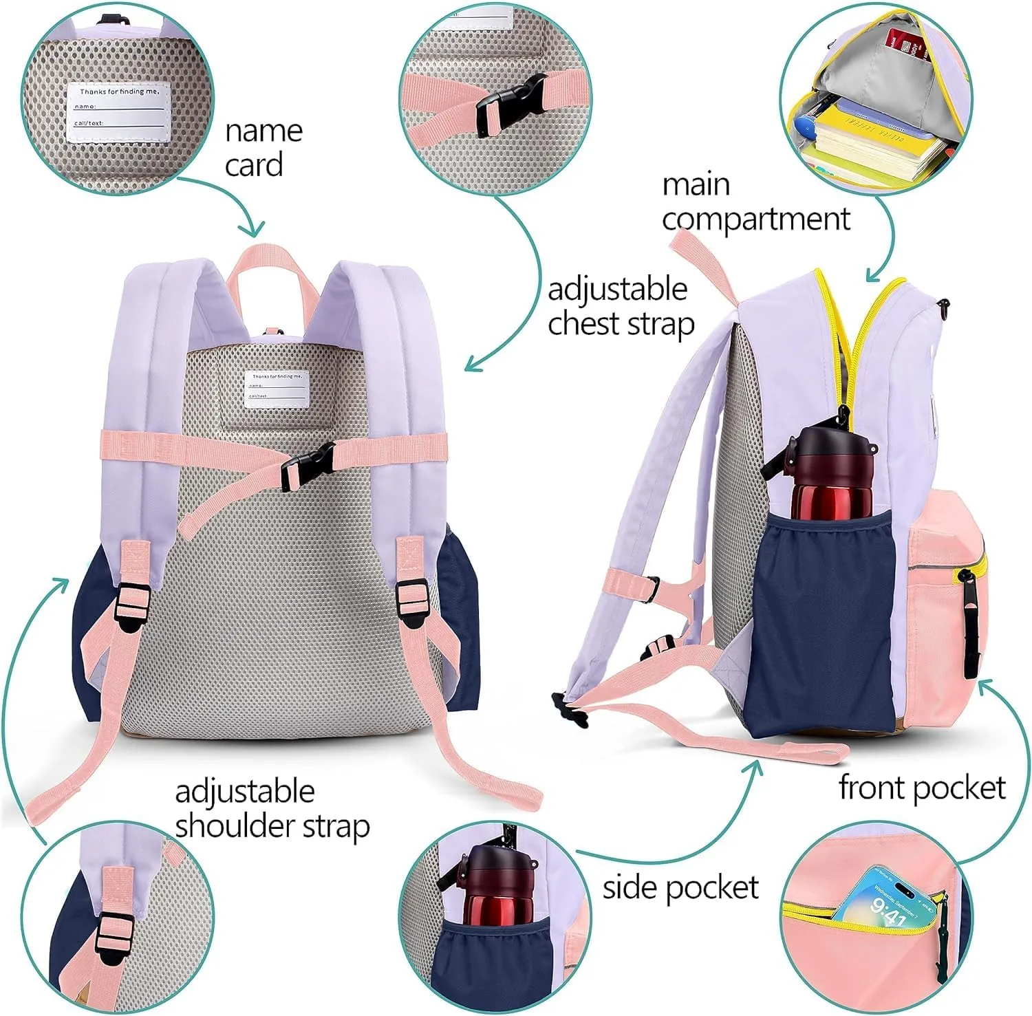Kids Backpacks For Girls Boys, Backpack Kindergarten Elementary School, Bookbag Backpack For Kids, For School & Travel, Small Kids Child Toddler Backpack, 15" H, For Kids 6-9 Large