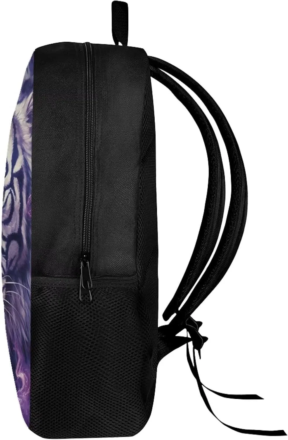 Kids Cute Animal School Backpack 17 Inch Black Lightweight Sturdy Soft Padded Cool Tiger Backpack for Girls Boys Trendy Personalized Bookbag with Mesh Pocket Children Travel Outing Daypack