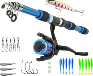 Kids Fishing Pole, Telescopic Fishing Rod and Reel Combos, Light Weight Gear for Youth and Beginner