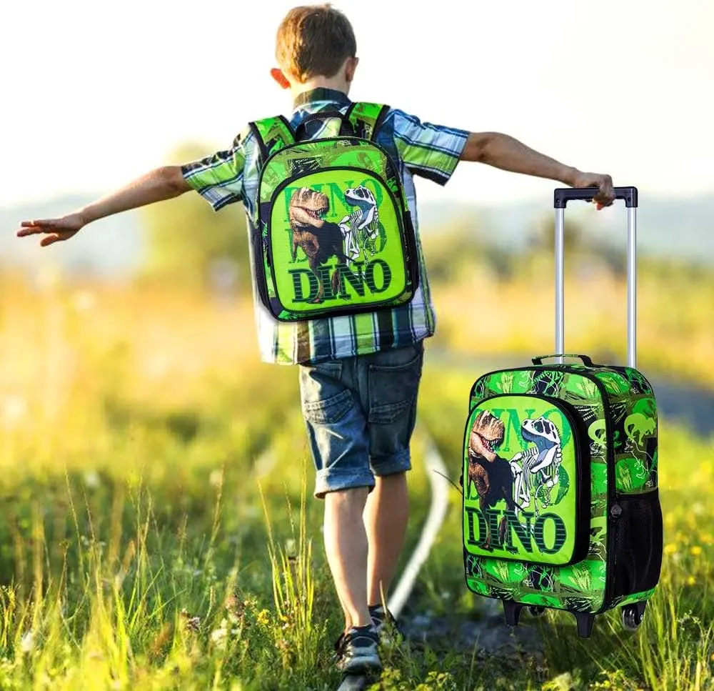 Kids Luggage for Boys and Girls, Cute Dinosaur Unicorn Rolling Wheels Suitcase for Toddler Children