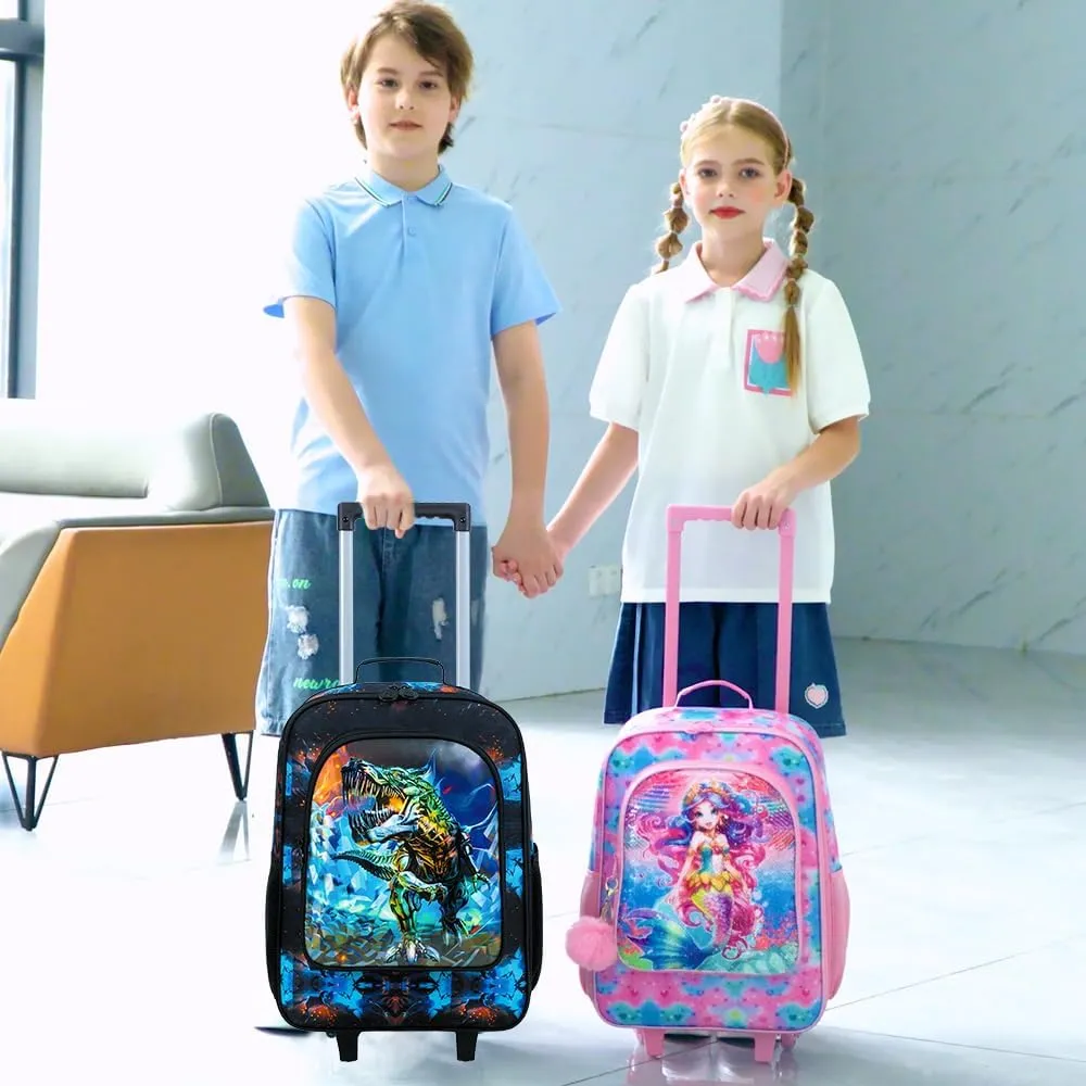 Kids Luggage for Boys and Girls, Cute Dinosaur Unicorn Rolling Wheels Suitcase for Toddler Children