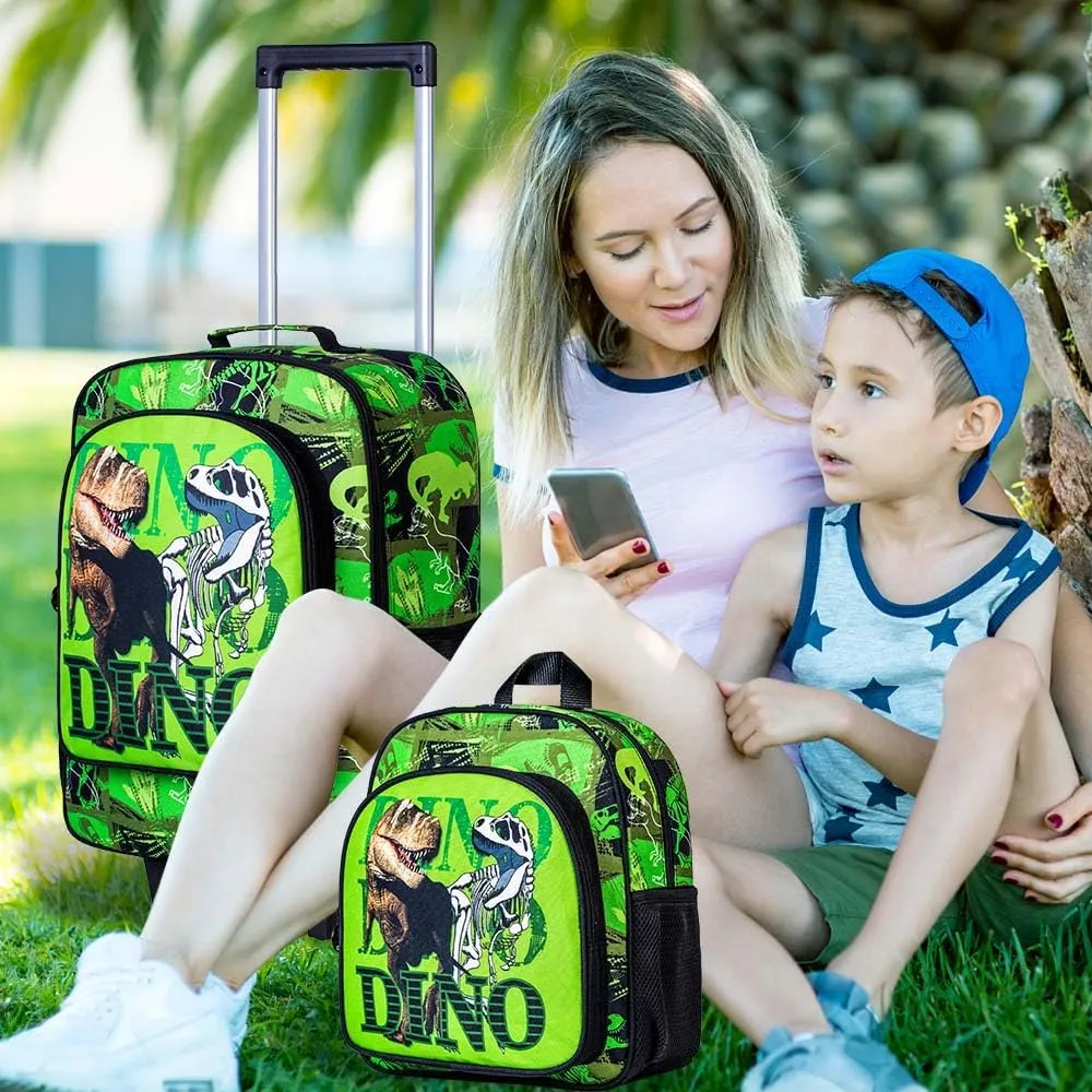 Kids Luggage for Boys and Girls, Cute Dinosaur Unicorn Rolling Wheels Suitcase for Toddler Children