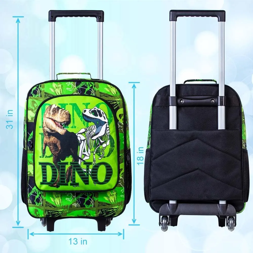 Kids Luggage for Boys and Girls, Cute Dinosaur Unicorn Rolling Wheels Suitcase for Toddler Children
