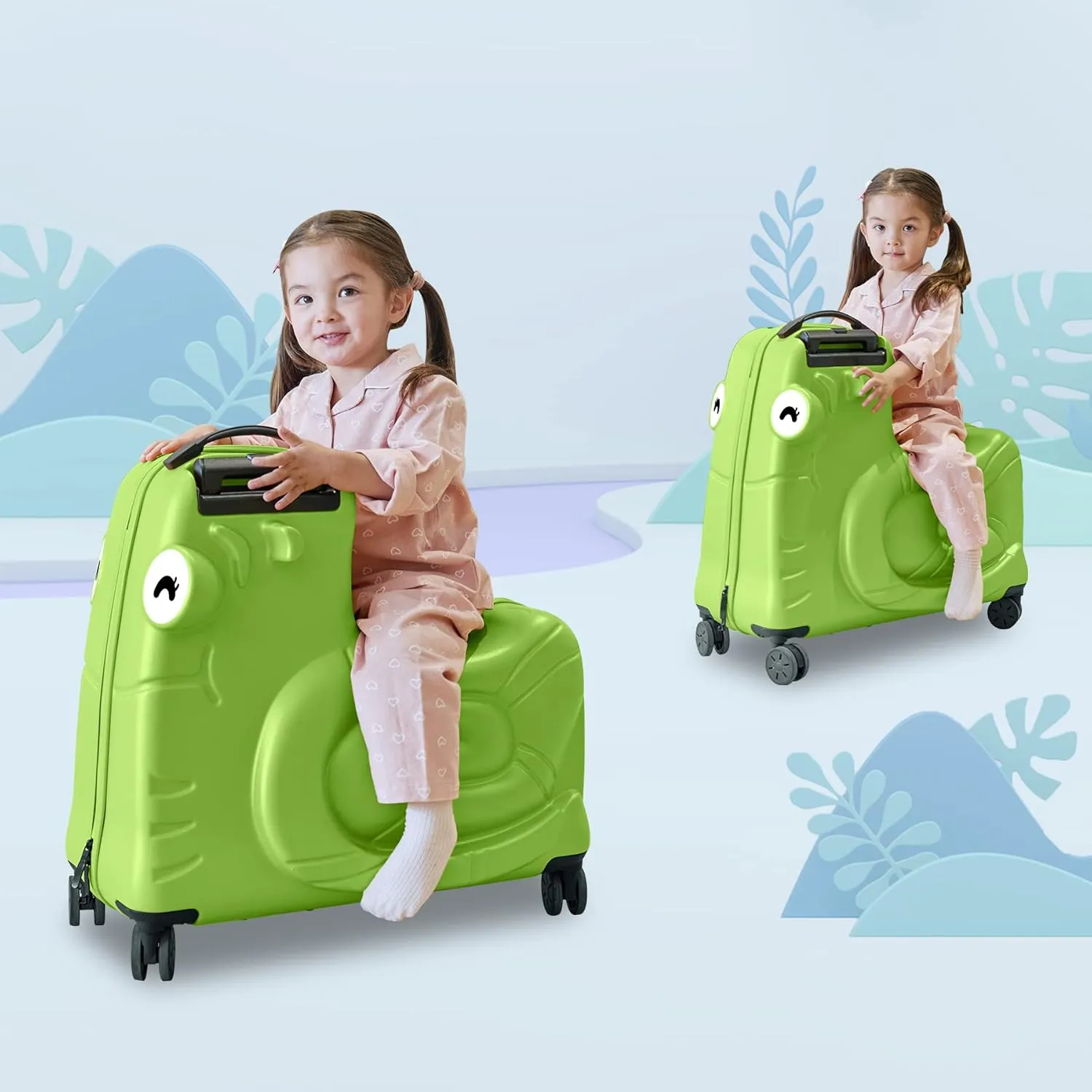 Kids Luggage, Kids Ride-on Luggage with Spinner Wheels Suitcase, Kid's Ride-On Suitcase Help Your Child Relax, Carry On Trolley Luggage with Password Lock, 22"