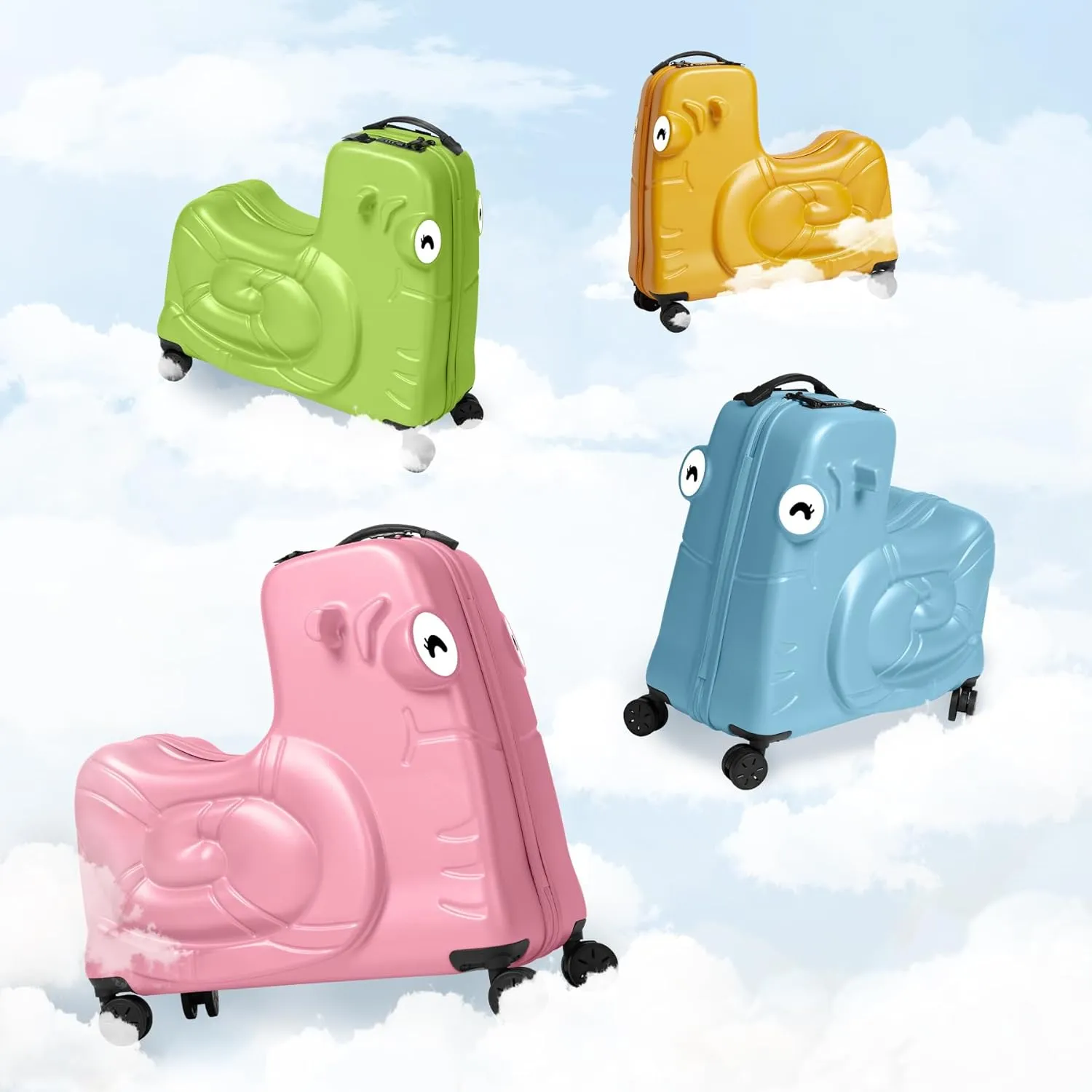 Kids Luggage, Kids Ride-on Luggage with Spinner Wheels Suitcase, Kid's Ride-On Suitcase Help Your Child Relax, Carry On Trolley Luggage with Password Lock, 22"