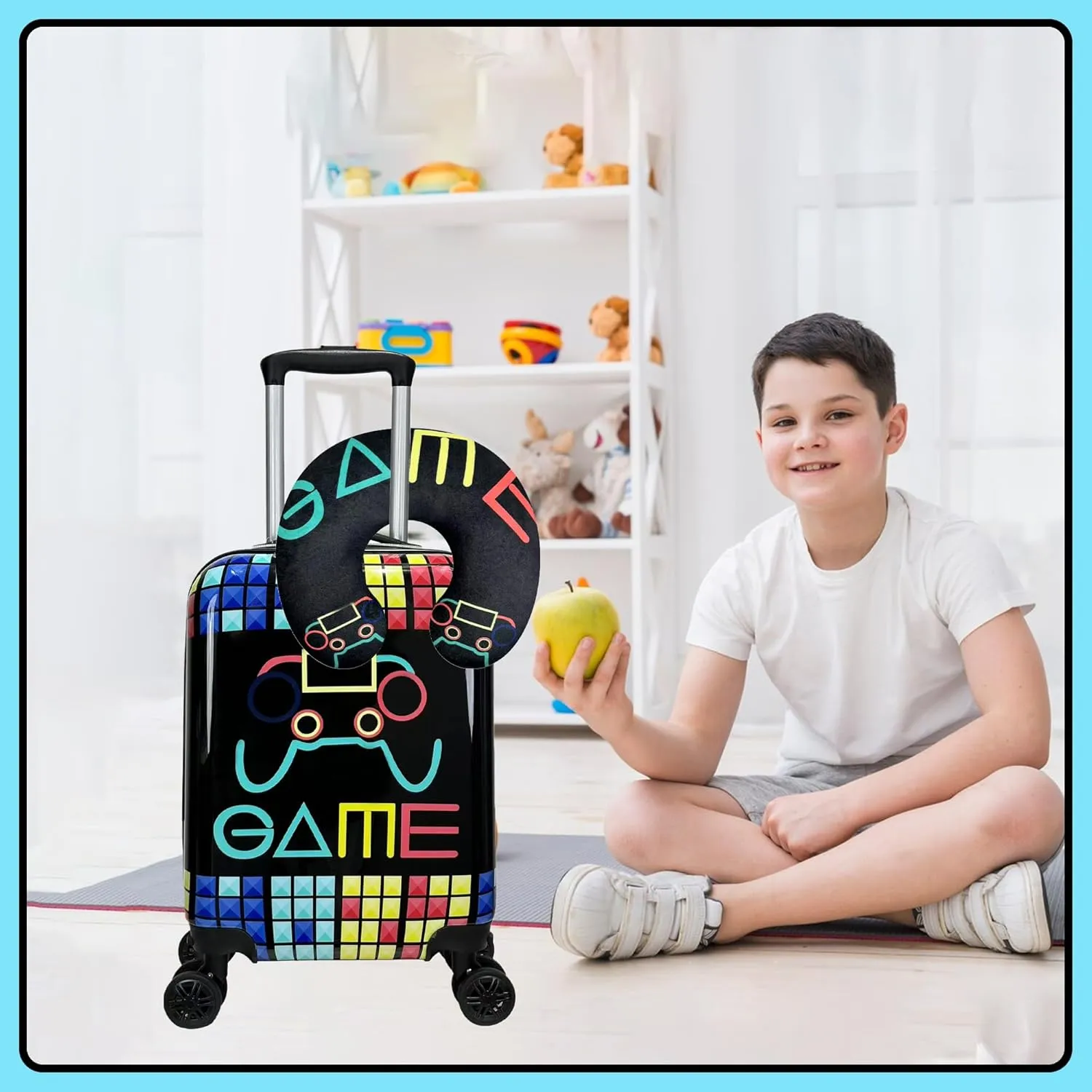 Kid’s Luggage Set 2 Piece Suitcase Set 16’’ Hardside Luggage with Spinner Wheels Girls Boys Carry on Luggage Travel Rolling Luggage Airline Approved